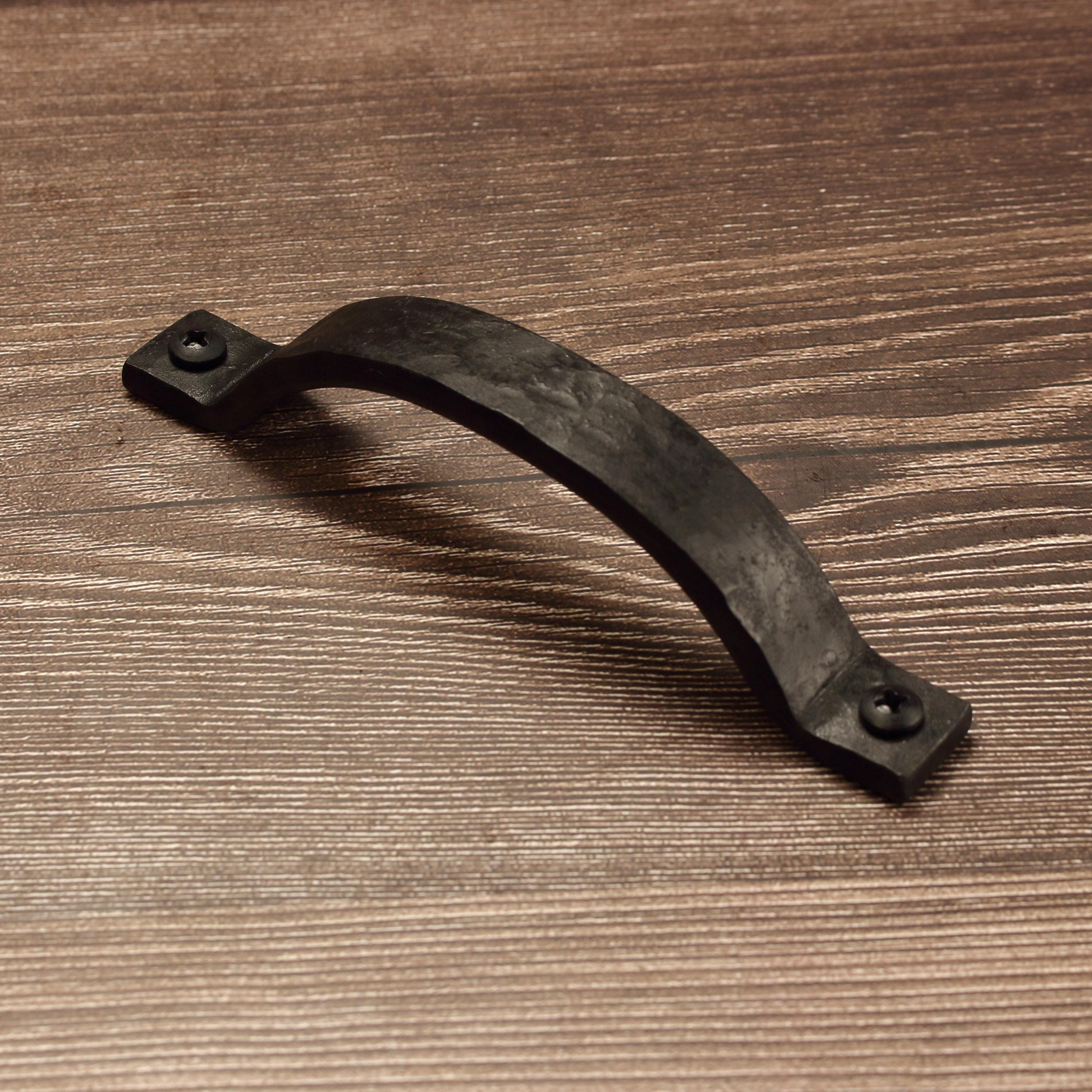Hammered Curved Barn Door Style Cabinet Pull - 3/4" Wide - Blackened - Individual