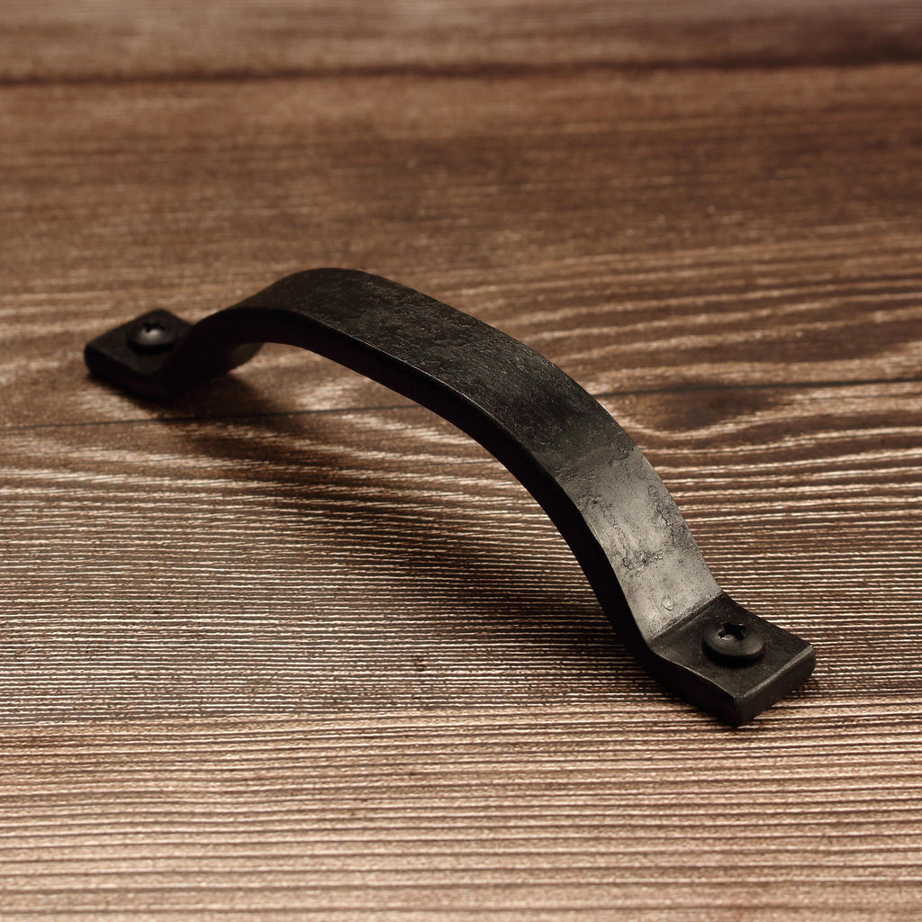 Curved Barn Door Style Cabinet Pull - 3/4" Wide - Blackened - Individual