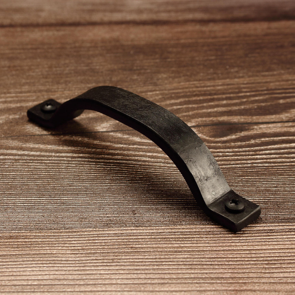 Curved Barn Door Style Cabinet Pull - 3/4" Wide - Blackened - Individual
