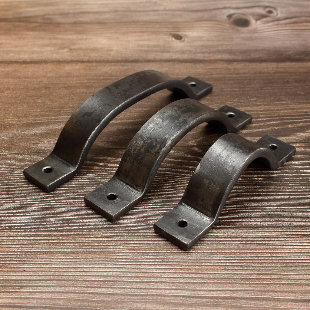 Curved Barn Door Style Cabinet Pull - 1" Wide - Brushed - Individual