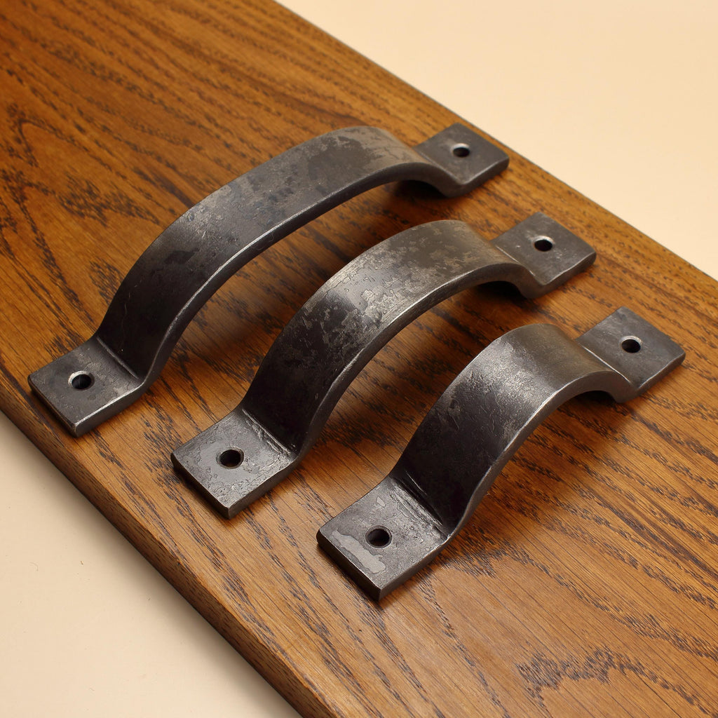 Curved Barn Door Style Cabinet Pull - 1" Wide - Brushed - Individual