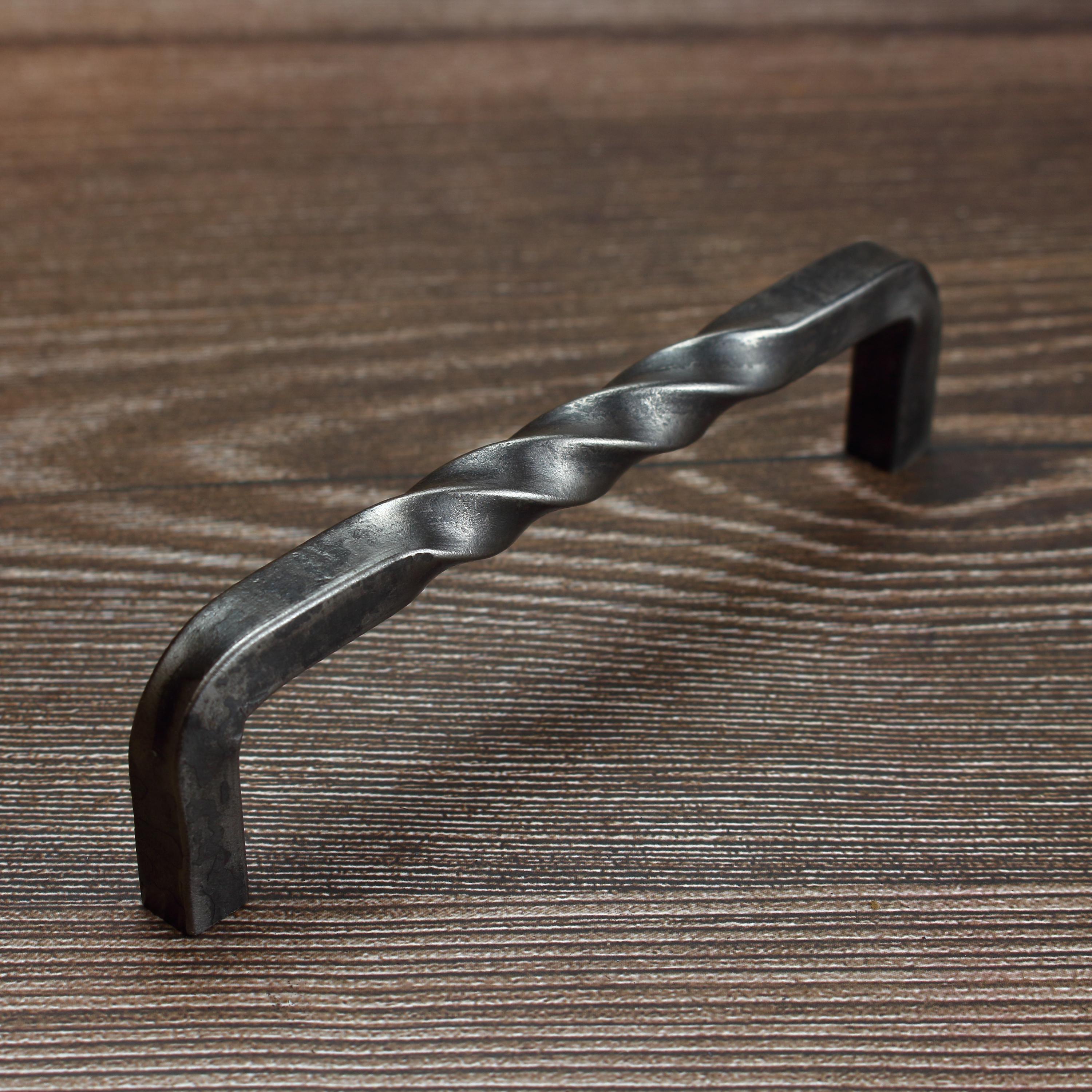 Twisted Square Threaded Cabinet Pull - Brushed - Individual