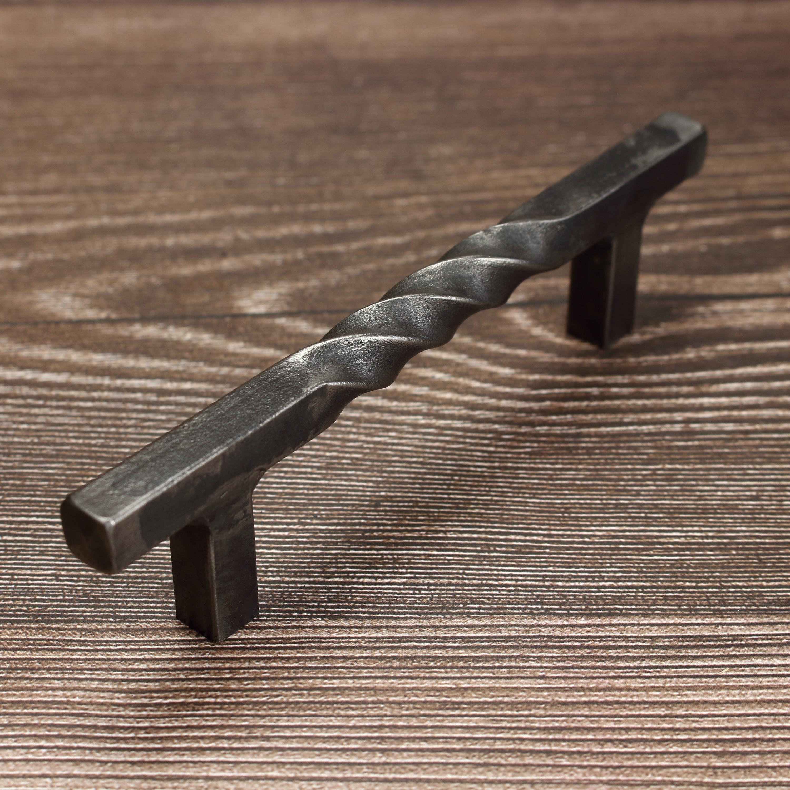 Twisted Square Stem Cabinet Pull - Brushed - Individual