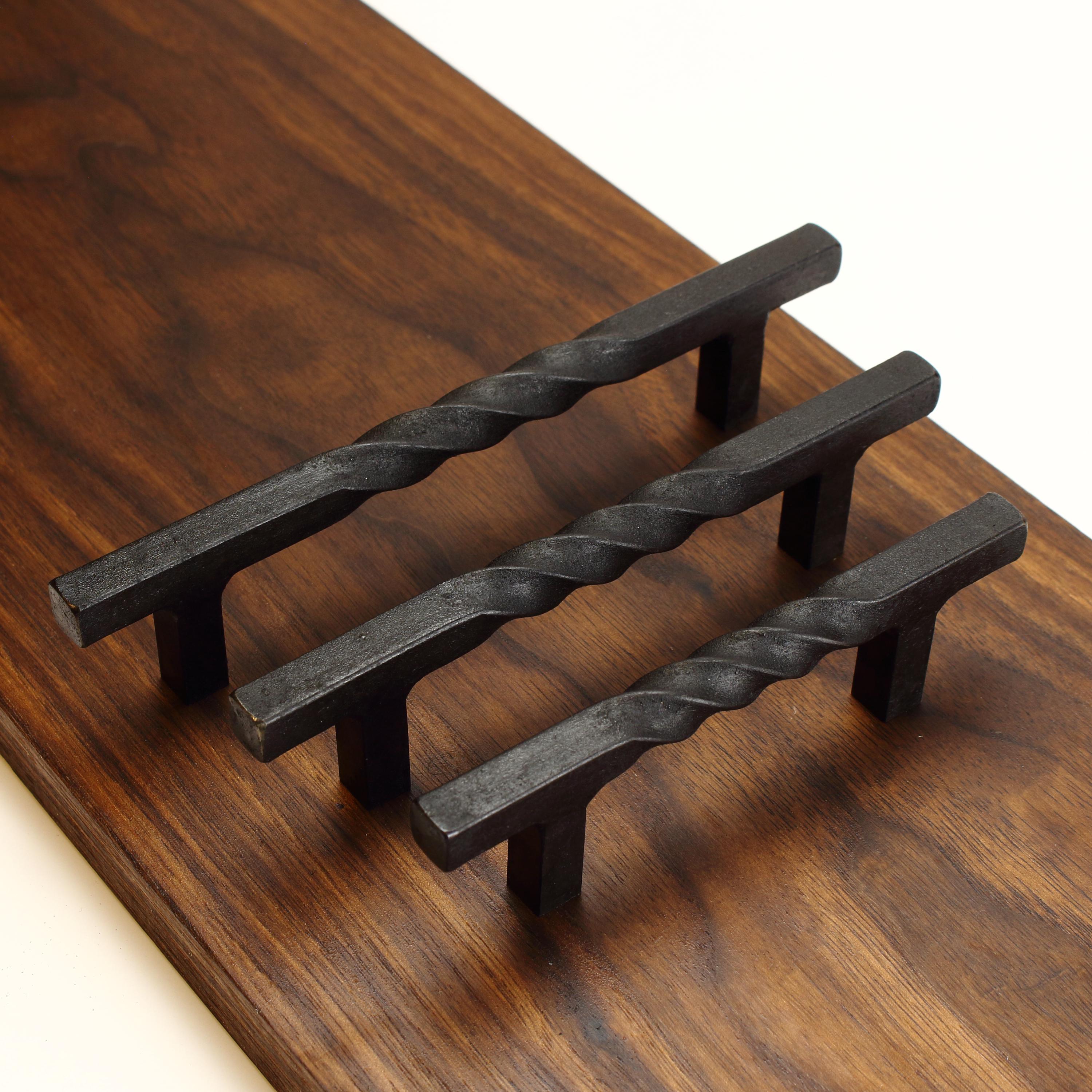 Twisted Square Stem Cabinet Pull - Blackened - Individual
