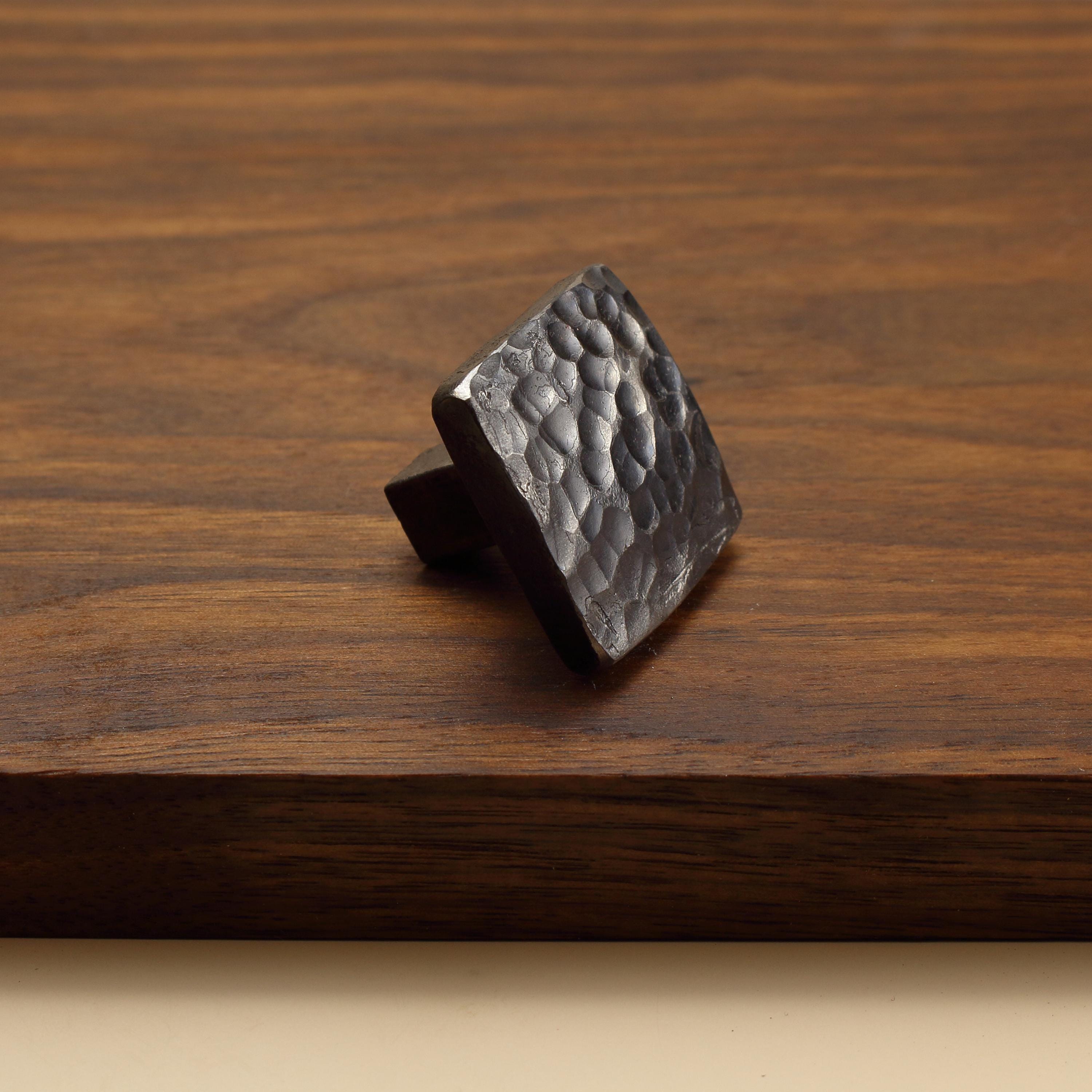 Square Stippled Knob - Brushed - Individual