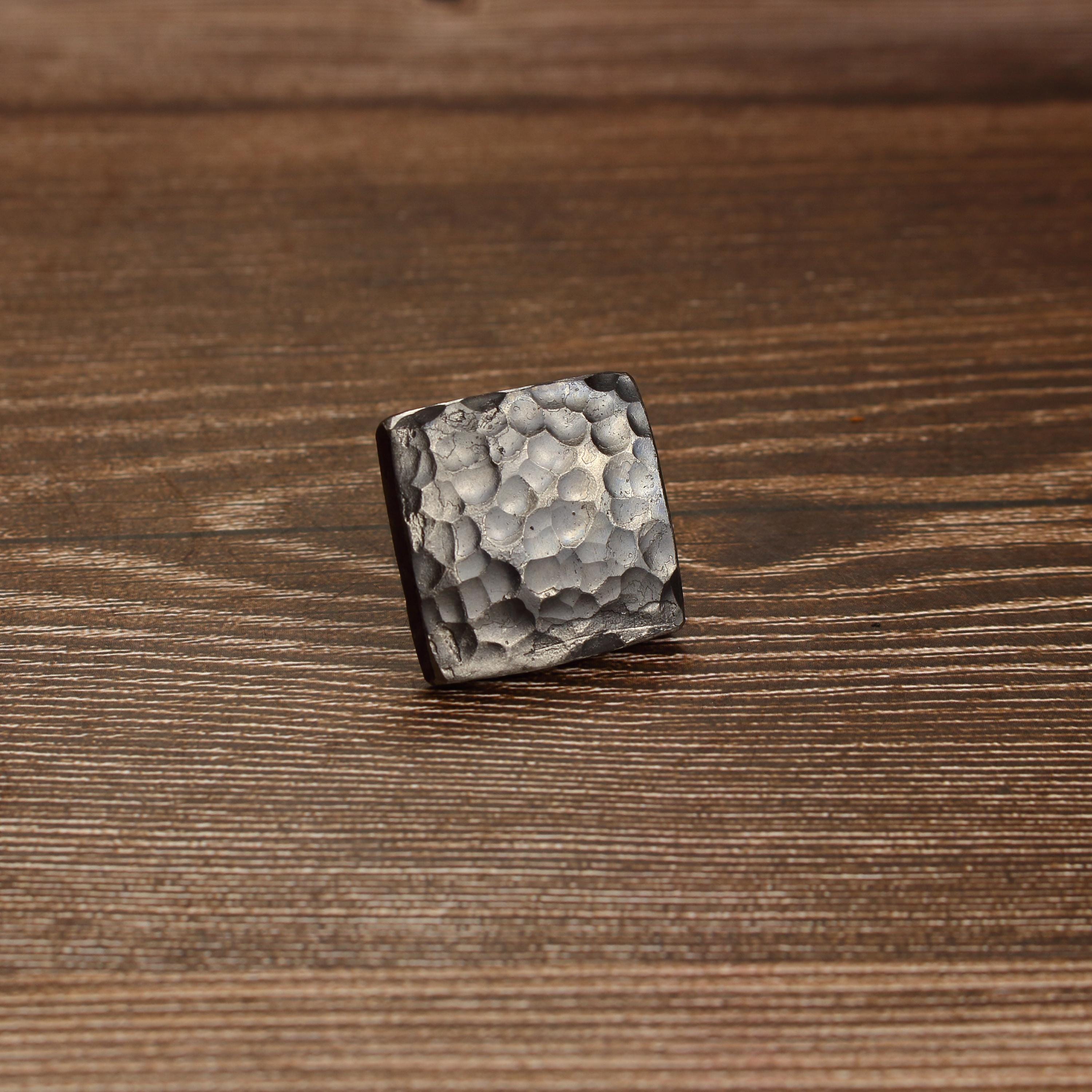 Square Stippled Knob - Brushed - Individual