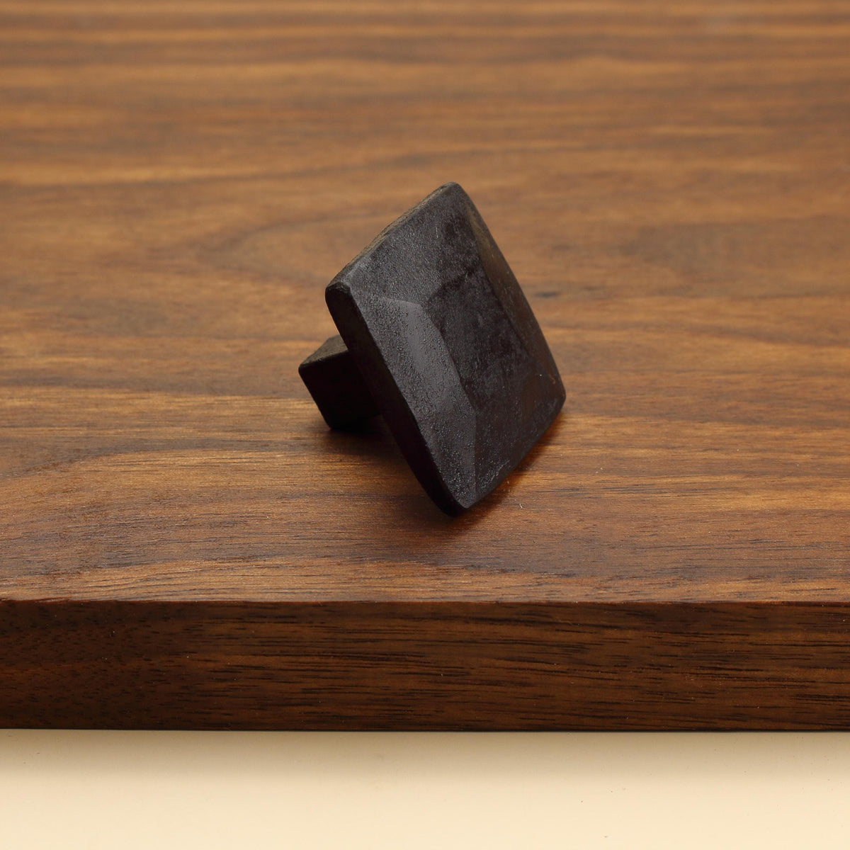 Square Hammered Knob - Blackened - Individual
