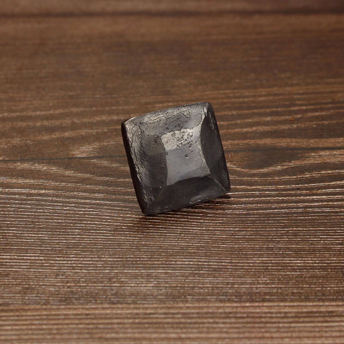 Square Hammered Knob - Brushed - Individual