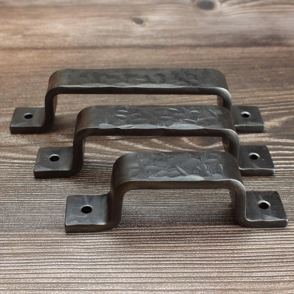 Hammered Barn Door Style Cabinet Pull - 1" Wide - Brushed - Individual