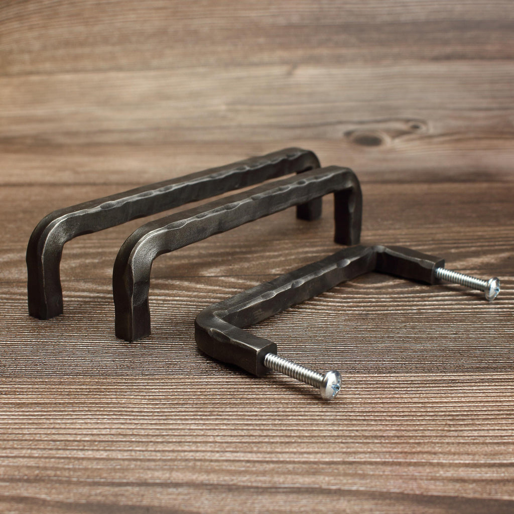 Hammered Square Threaded Cabinet Pull - Brushed - Individual