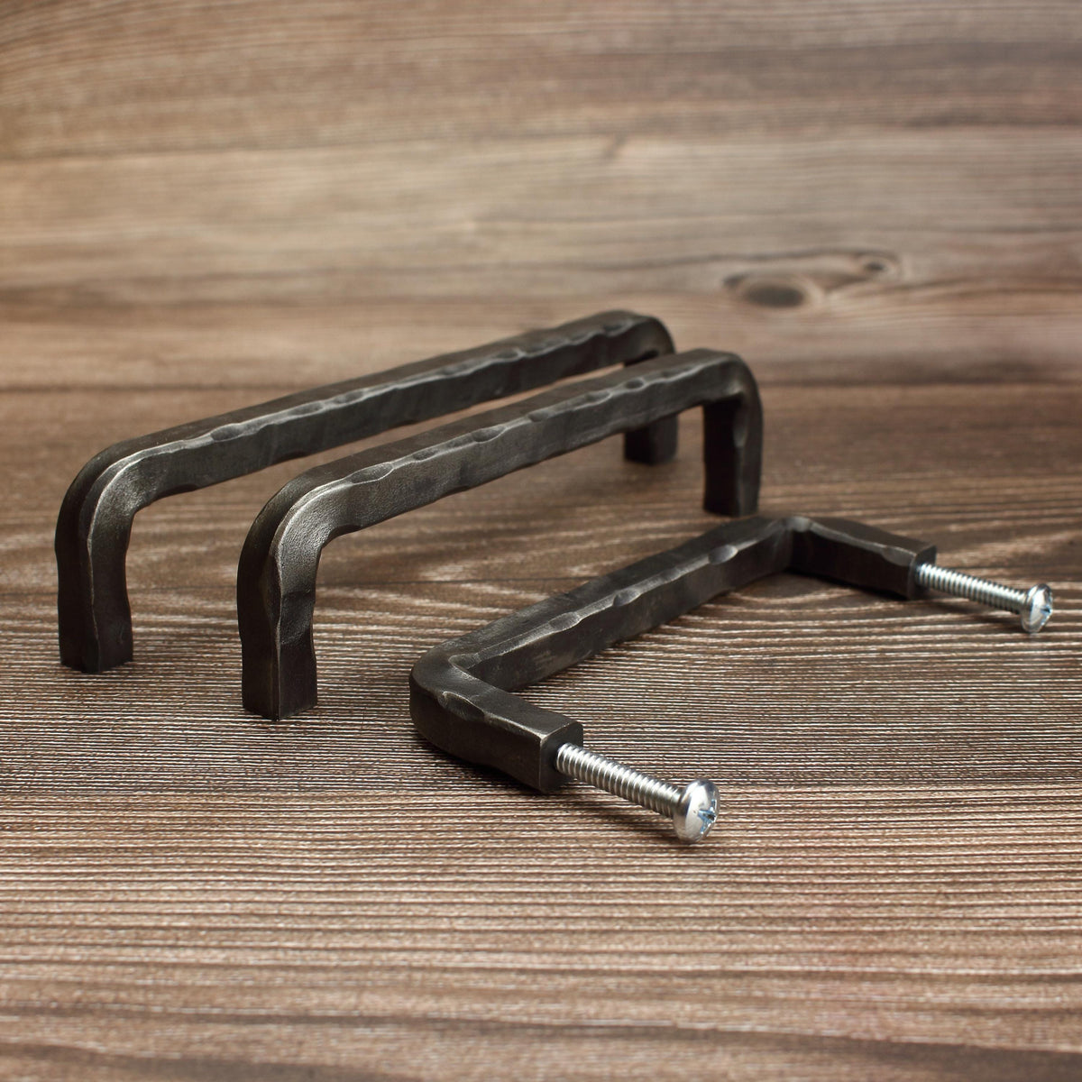 Hammered Square Threaded Cabinet Pull - Brushed - Individual