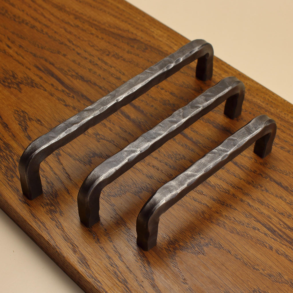 Hammered Square Threaded Cabinet Pull - Brushed - Individual