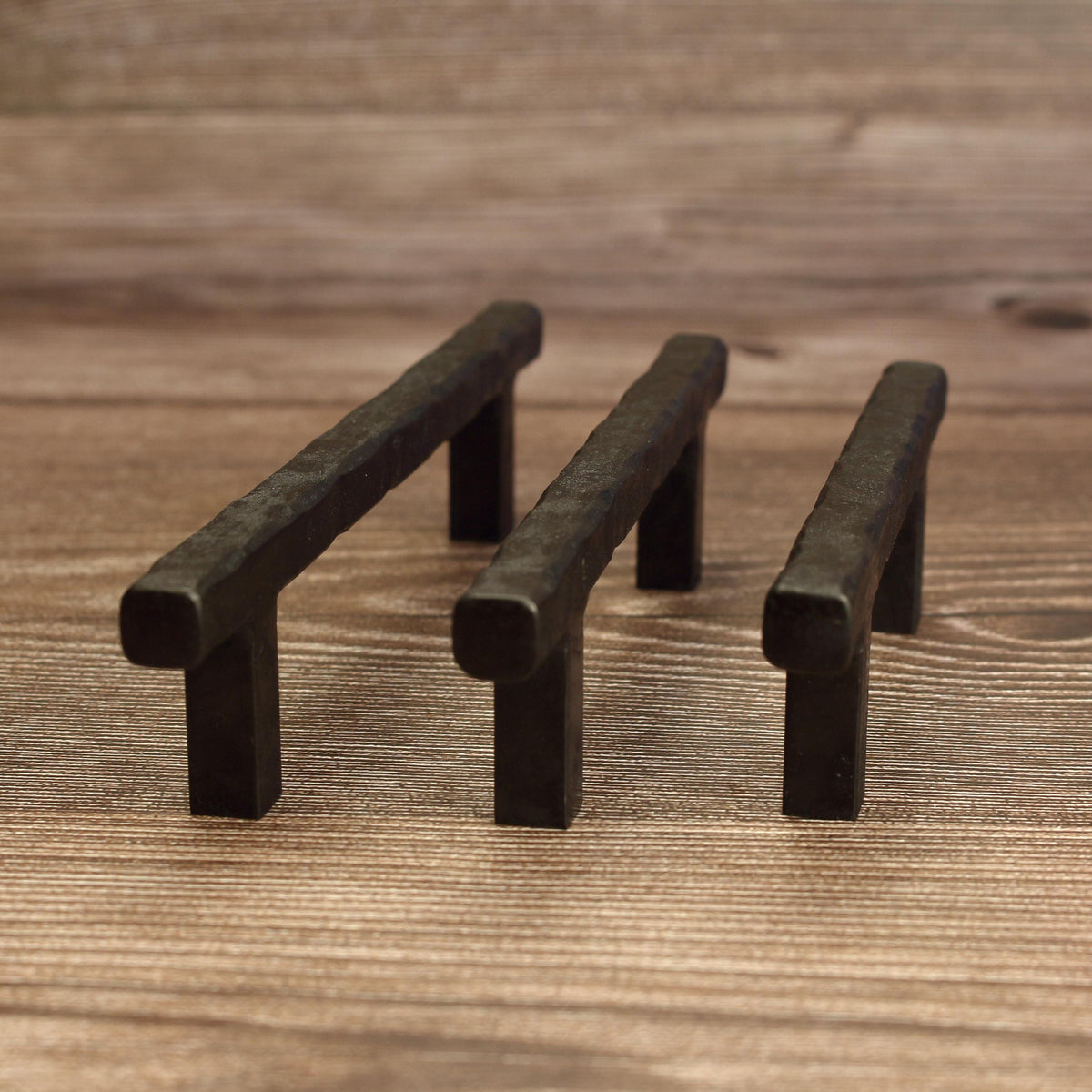 Hammered Square Stem Cabinet Pull - Blackened - Individual