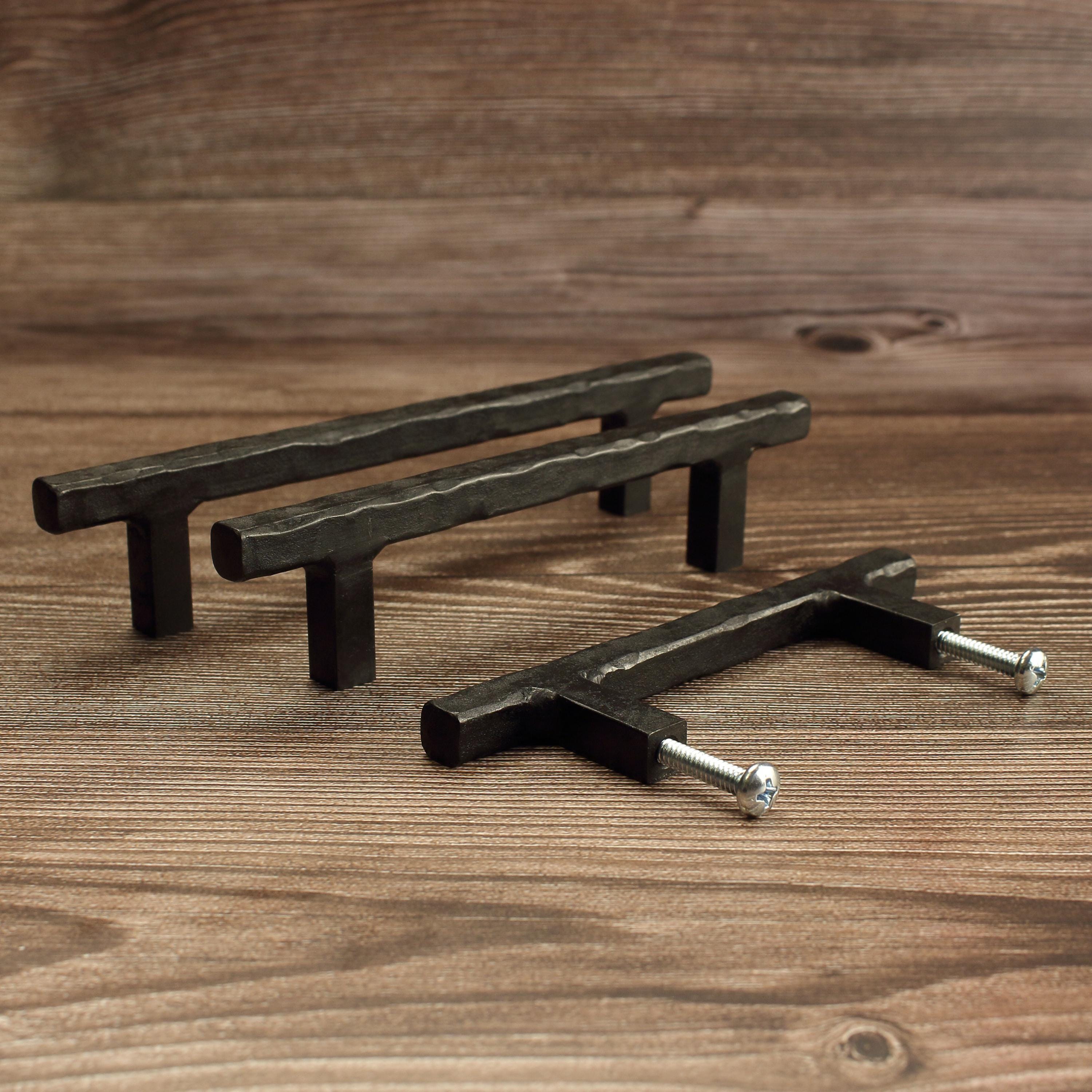 Hammered Square Stem Cabinet Pull - Blackened - Individual