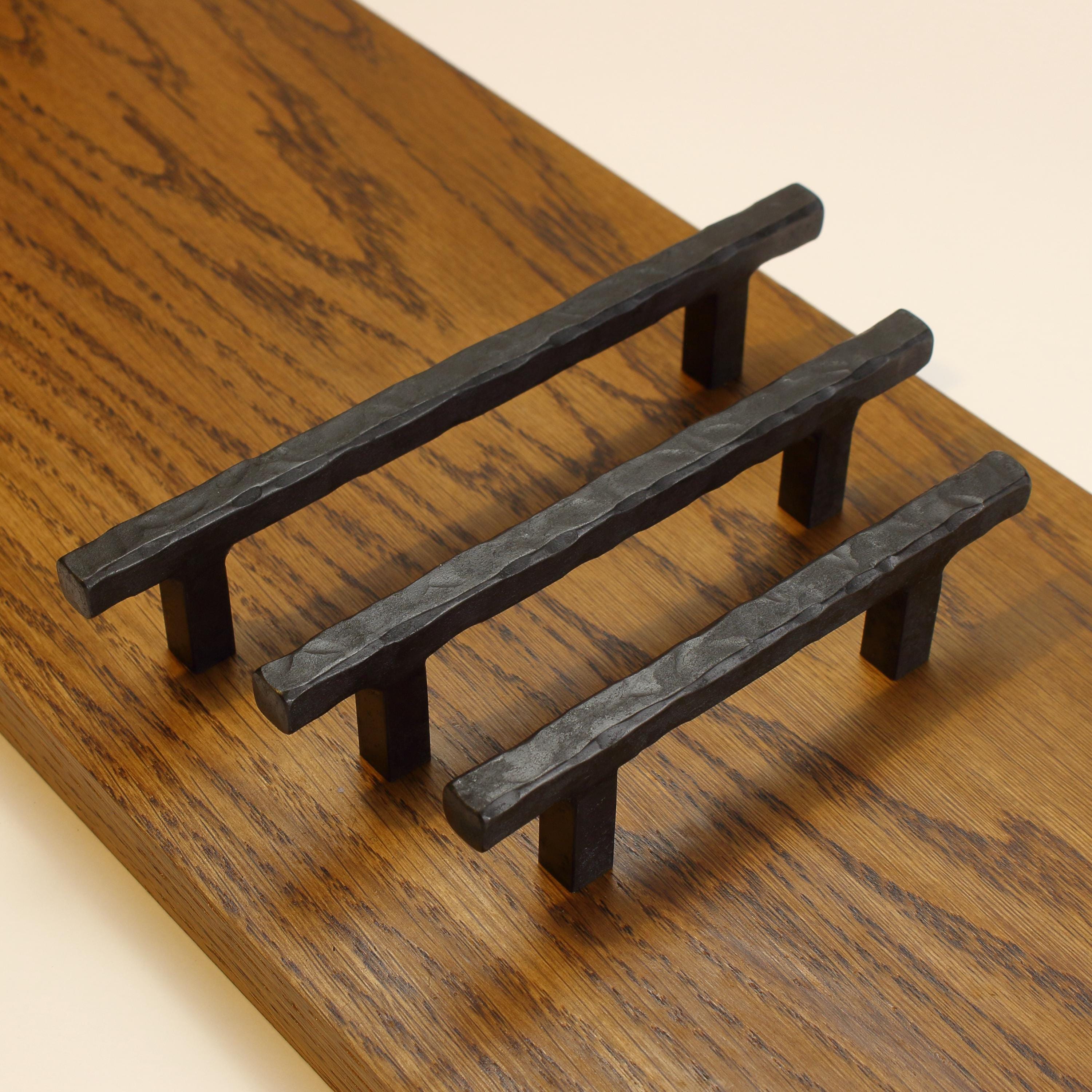 Hammered Square Stem Cabinet Pull - Blackened - Individual