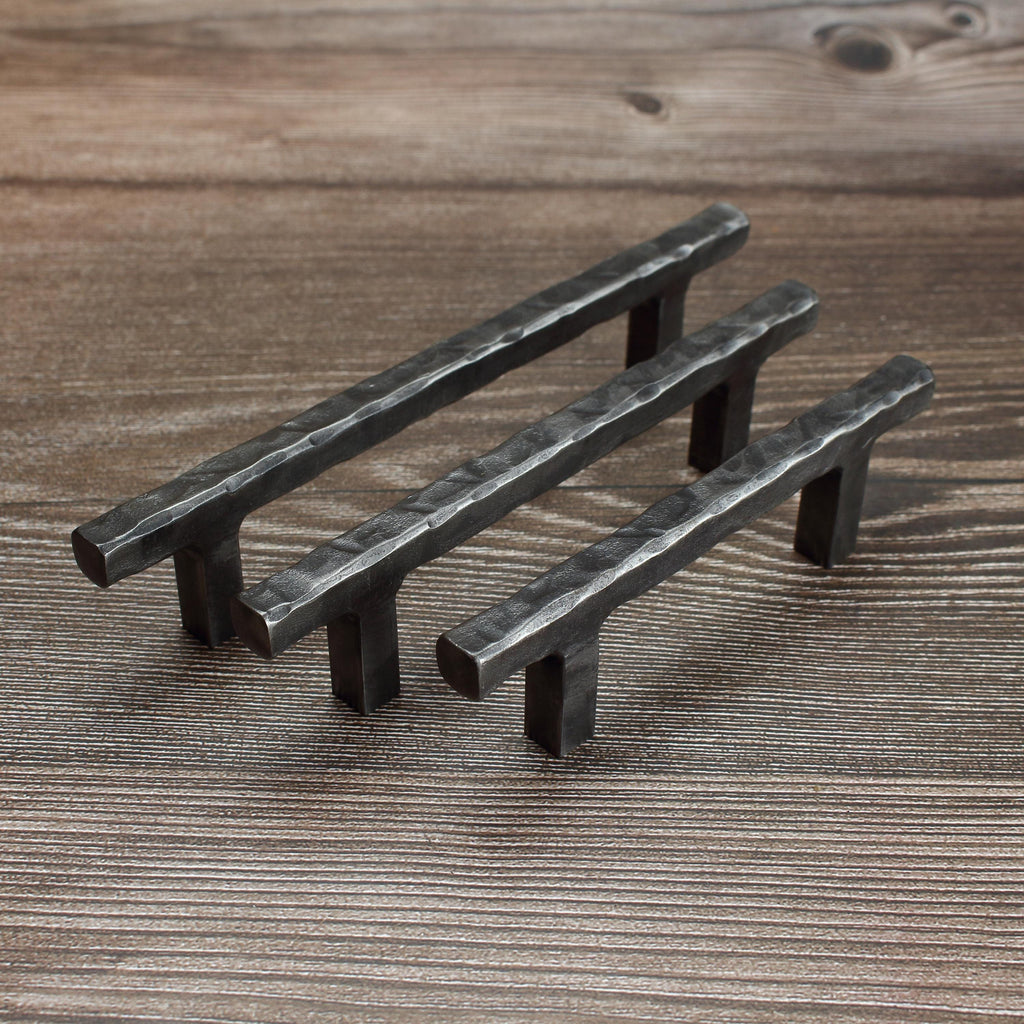 Hammered Square Stem Cabinet Pull - Brushed - Individual
