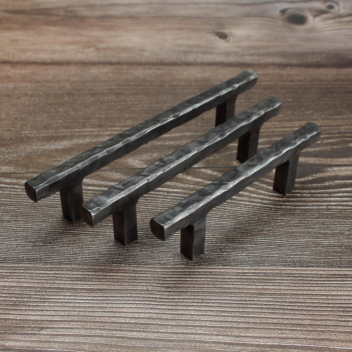 Hammered Square Stem Cabinet Pull - Brushed - Individual
