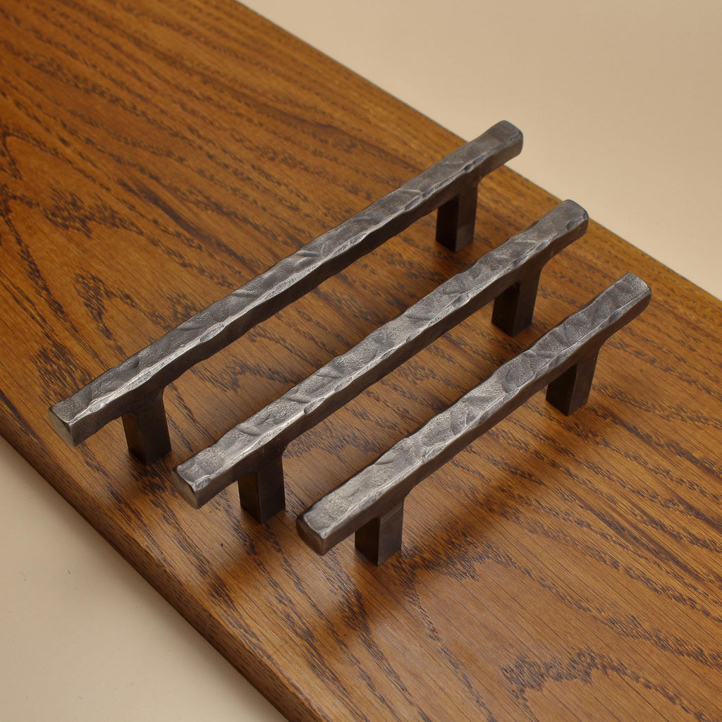Hammered Square Stem Cabinet Pull - Brushed - Individual