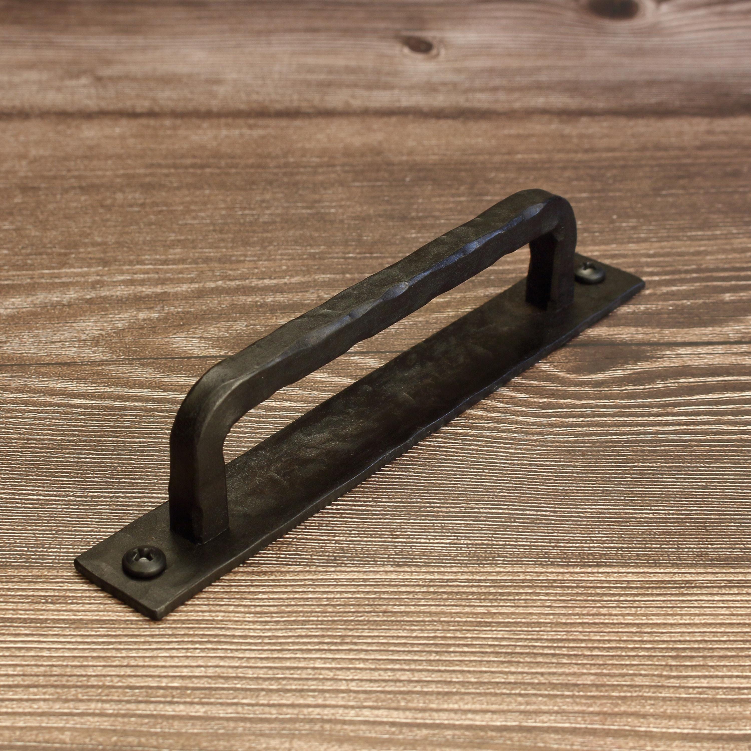 Hammered Backplate Cabinet Pull - Blackened - Individual
