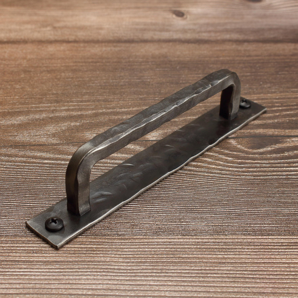 Hammered Backplate Cabinet Pull - Brushed - Individual
