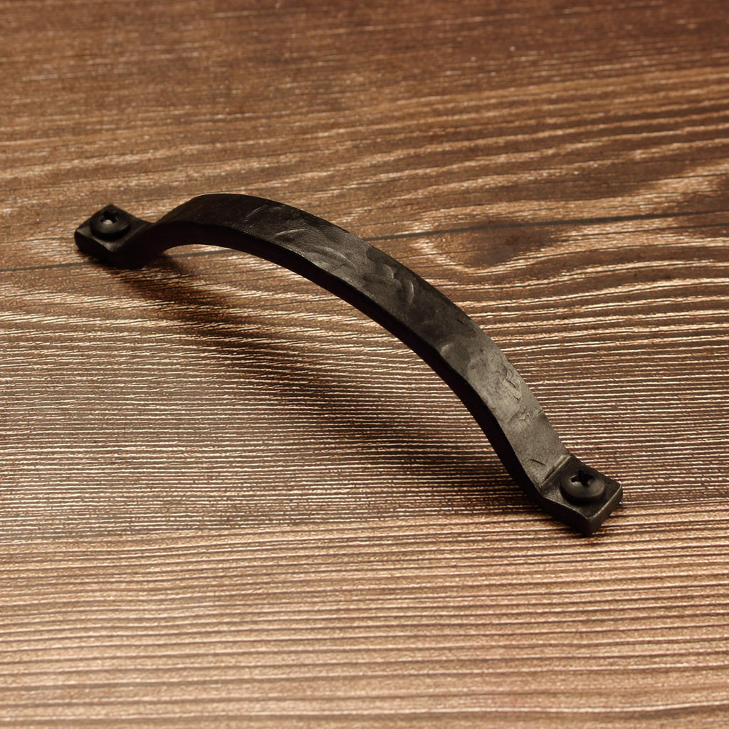 Hammered Curved Barn Door Style Cabinet Pull - 1/2" Wide - Blackened - Individual