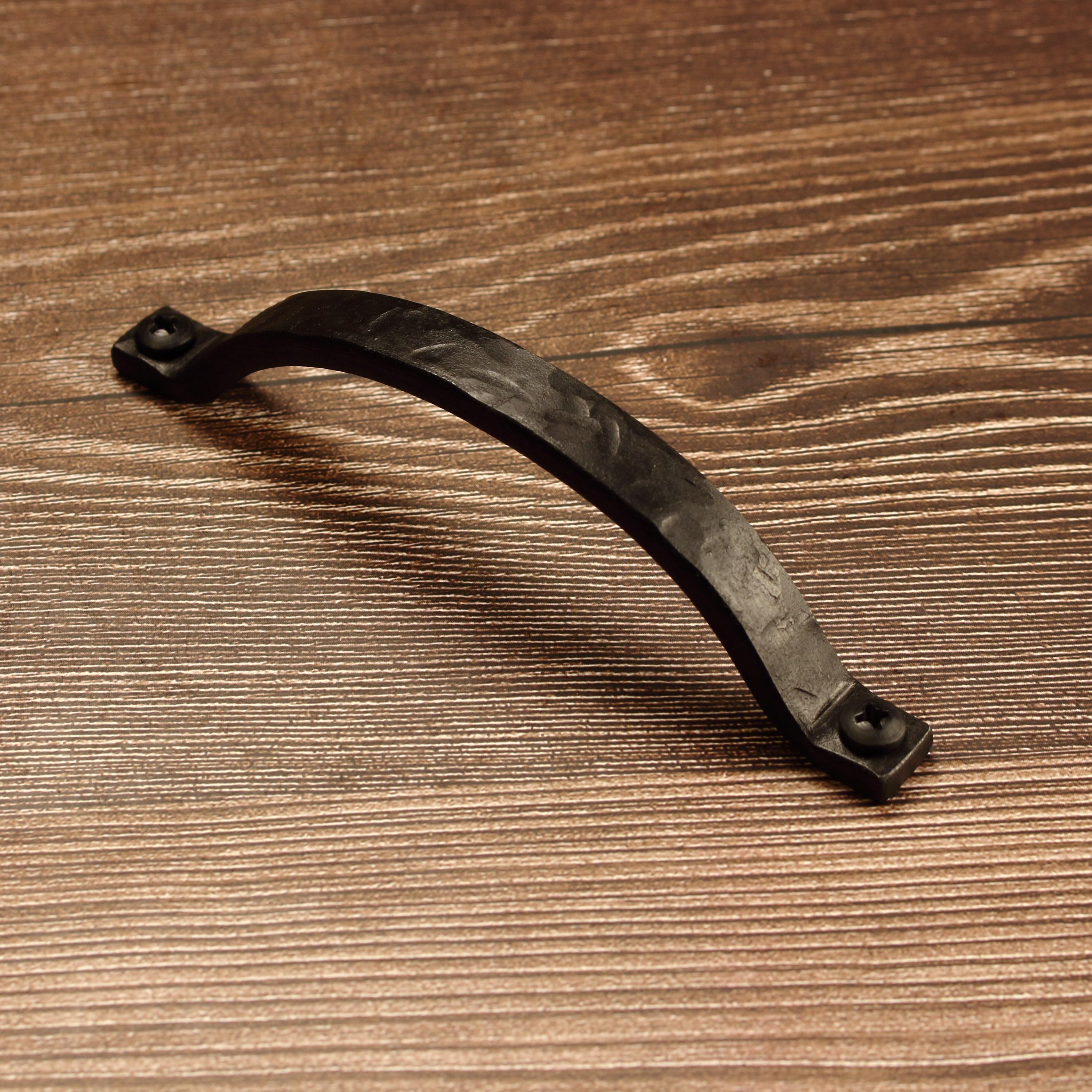 Hammered Curved Barn Door Style Cabinet Pull - 1/2" Wide - Blackened - Individual