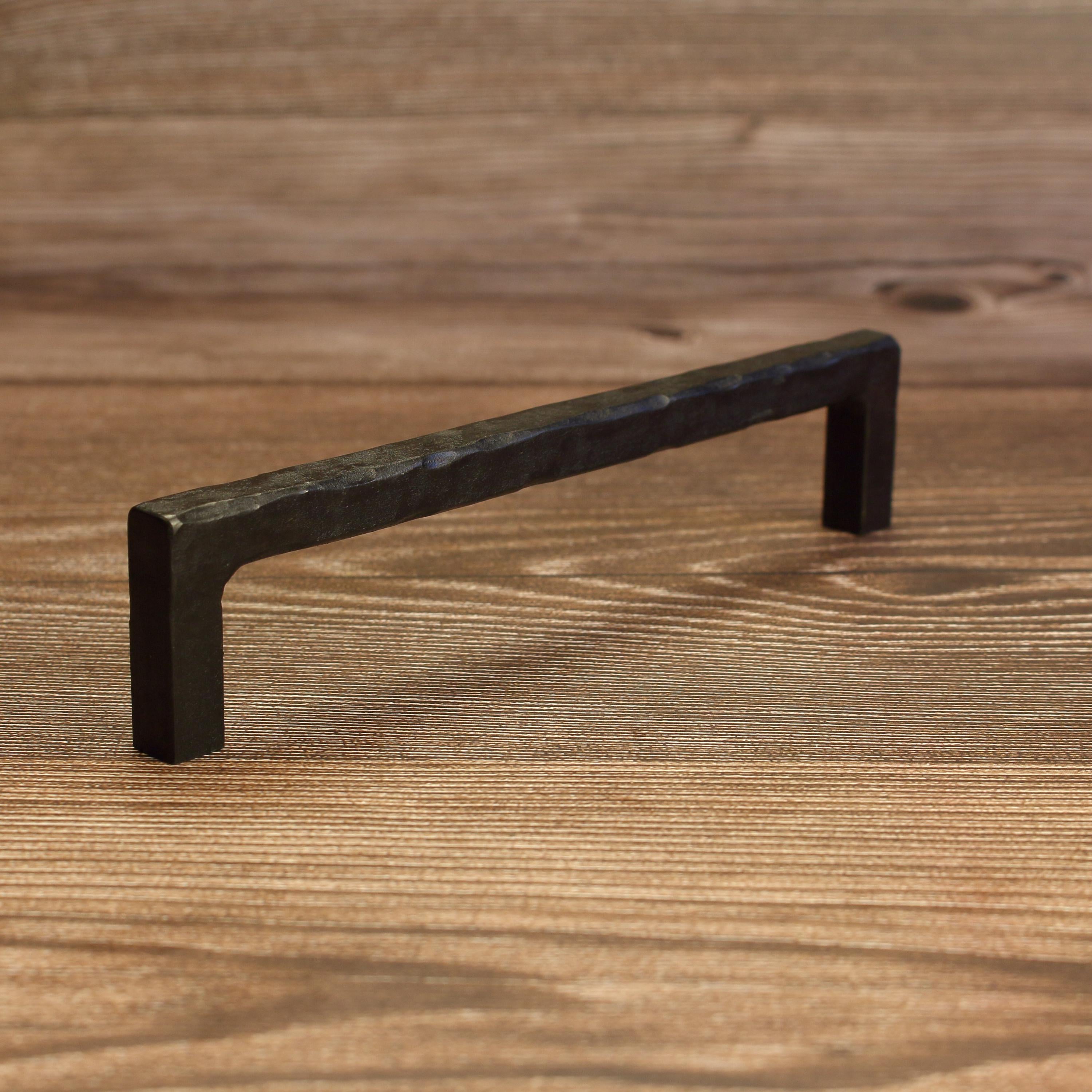 Hammered End Stem Cabinet Pull - Blackened - Individual