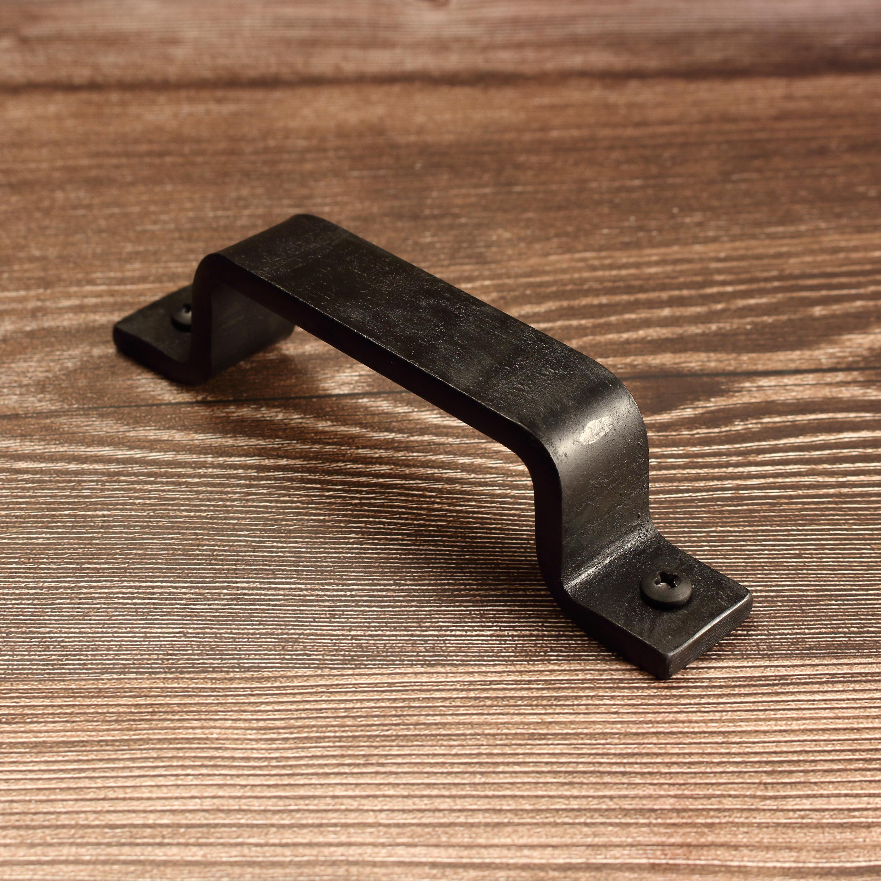 Barn Door Style Cabinet Pull - 1" Wide - Blackened