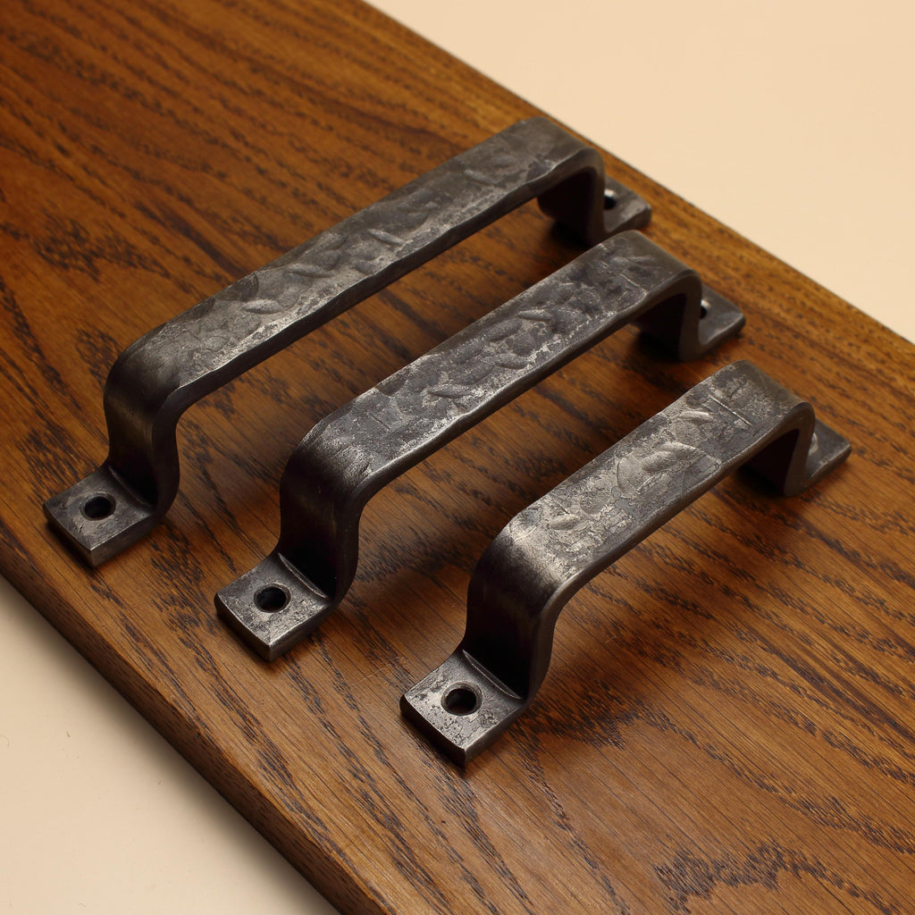 Hammered Barn Door Style Cabinet Pull - 3/4" Wide - Brushed - Individual