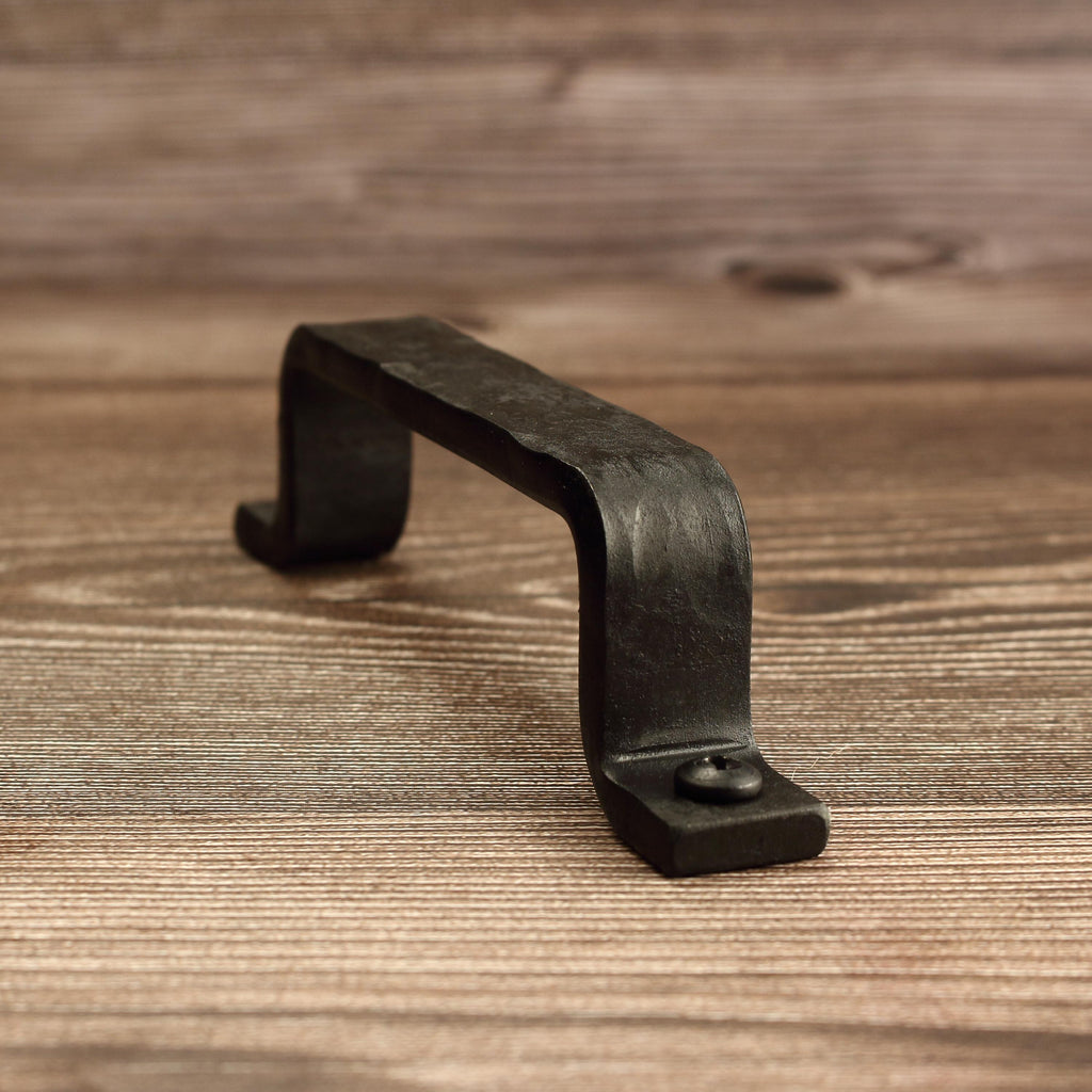 Hammered Barn Door Style Cabinet Pull - 3/4" Wide - Blackened - Individual