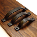Hammered Curved Barn Door Style Cabinet Pull - 3/4" Wide - Blackened - Individual