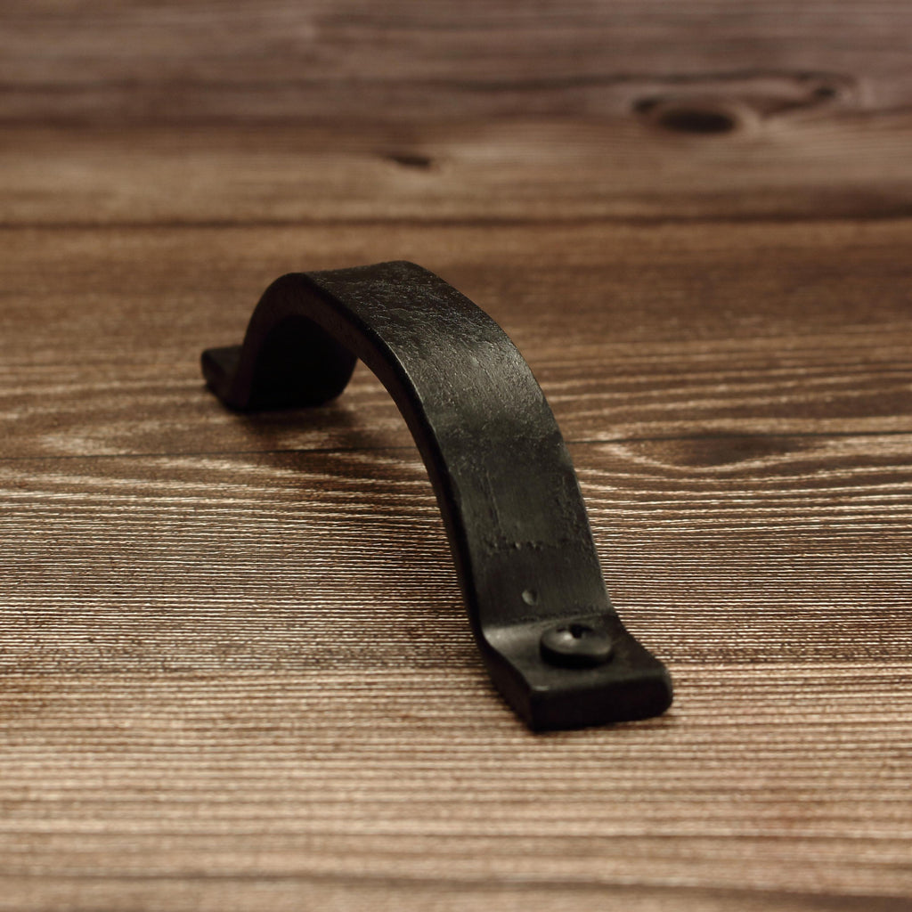 Curved Barn Door Style Cabinet Pull - 3/4" Wide - Blackened - Individual