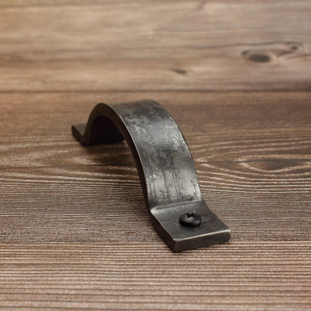 Curved Barn Door Style Cabinet Pull - 1" Wide - Brushed - Individual