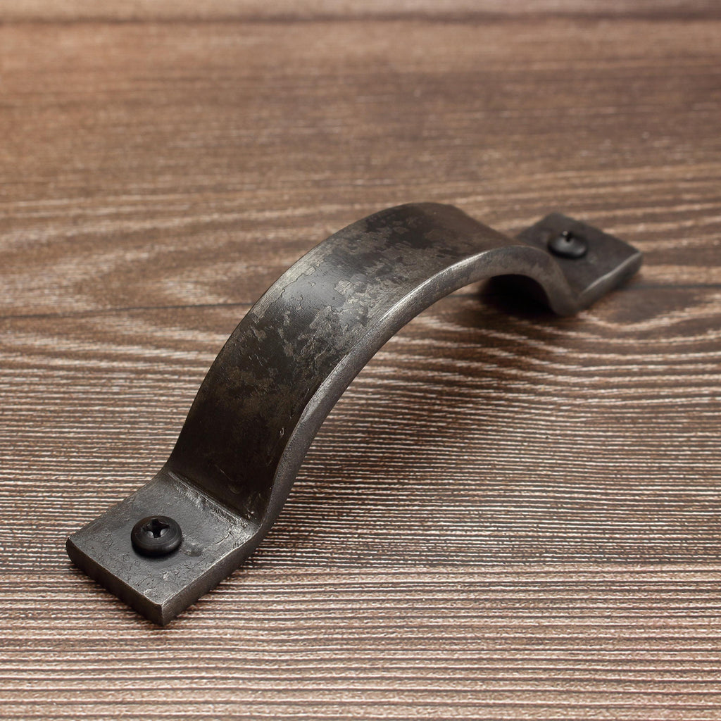 Curved Barn Door Style Cabinet Pull - 1" Wide - Brushed - Individual
