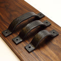 Hammered Curved Barn Door Style Cabinet Pull - 1" Wide - Blackened - Individual