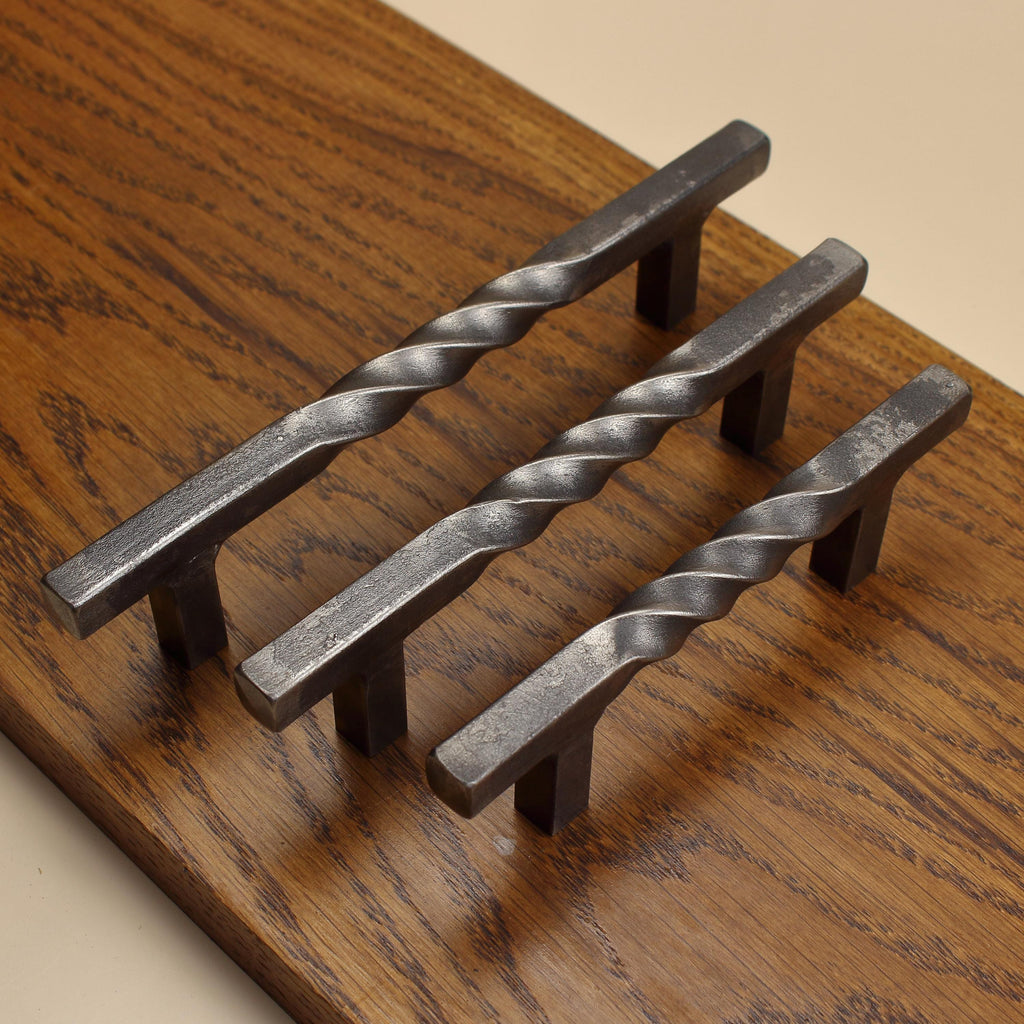 Twisted Square Stem Cabinet Pull - Brushed - Individual