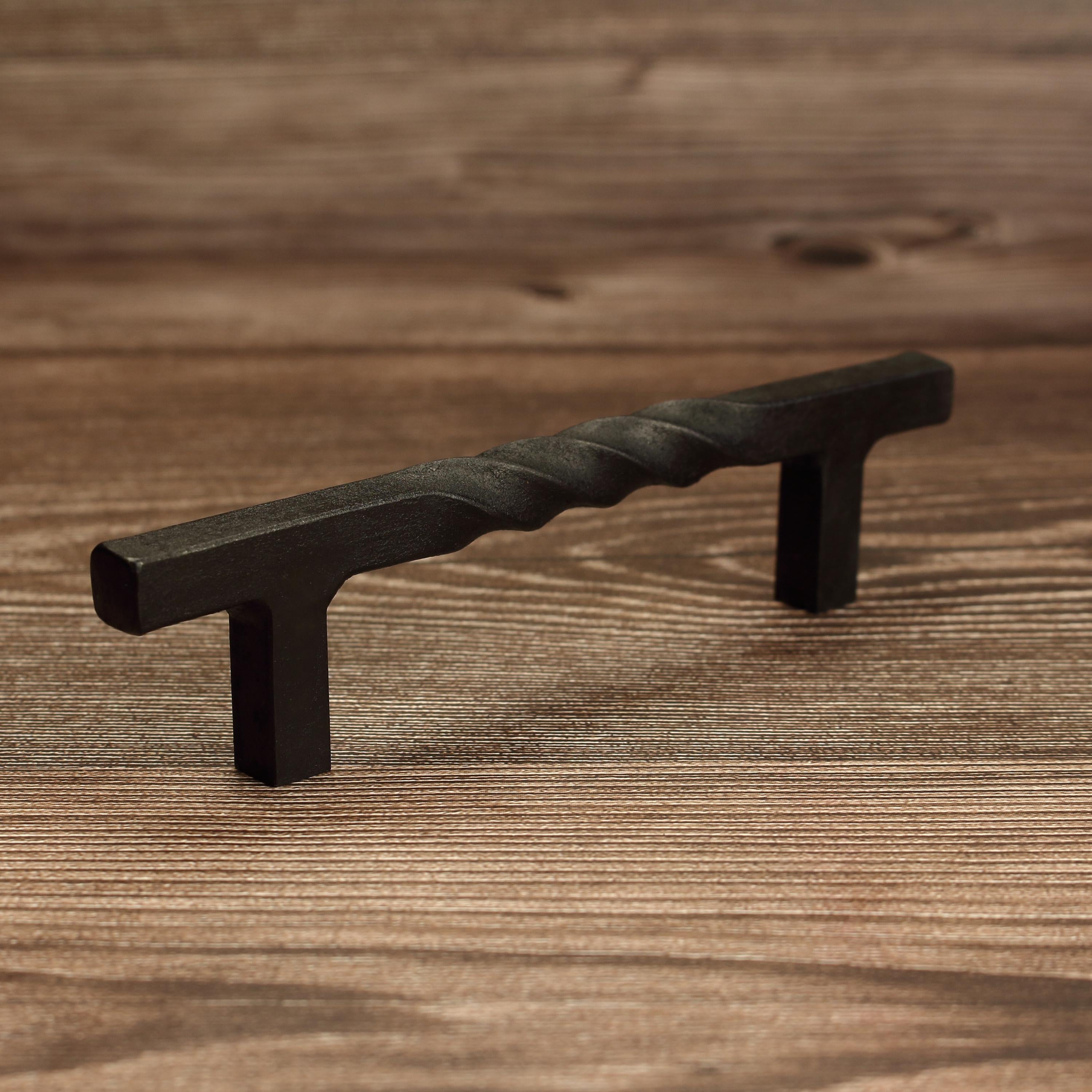 Twisted Square Stem Cabinet Pull - Blackened - Individual