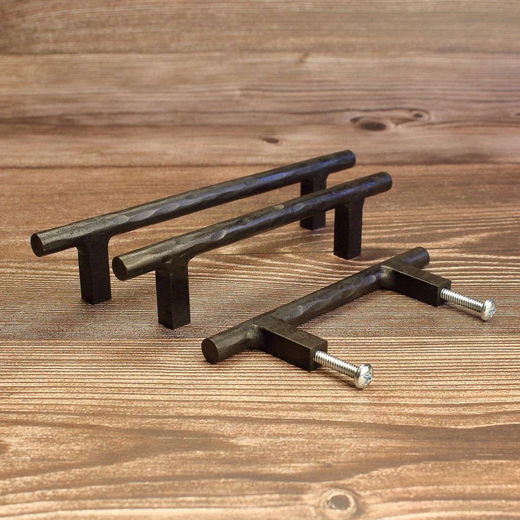 Hammered Round Stem Cabinet Pull - Blackened - Individual