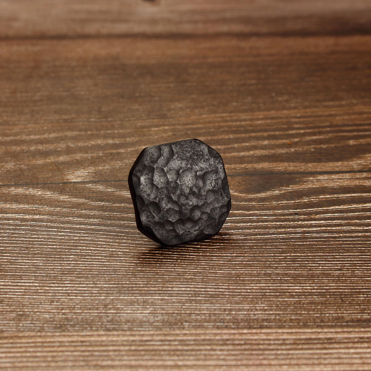 Octagon Stippled Knob - Blackened - Individual