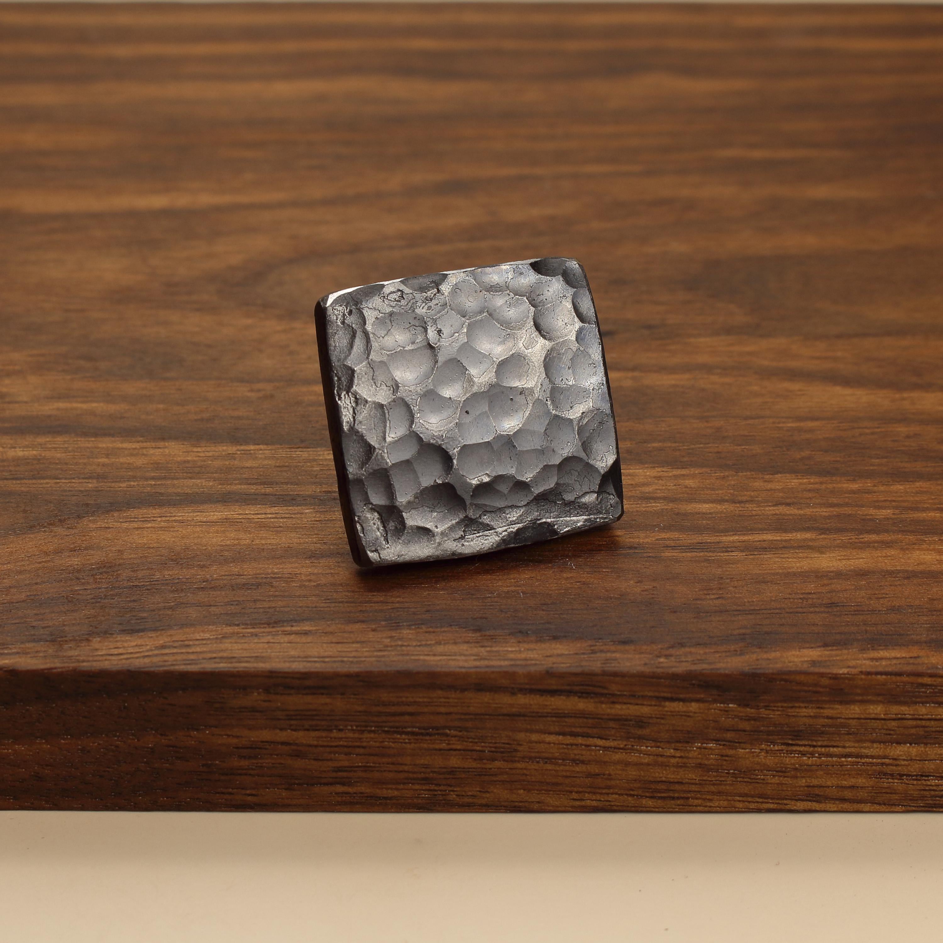 Square Stippled Knob - Brushed - Individual