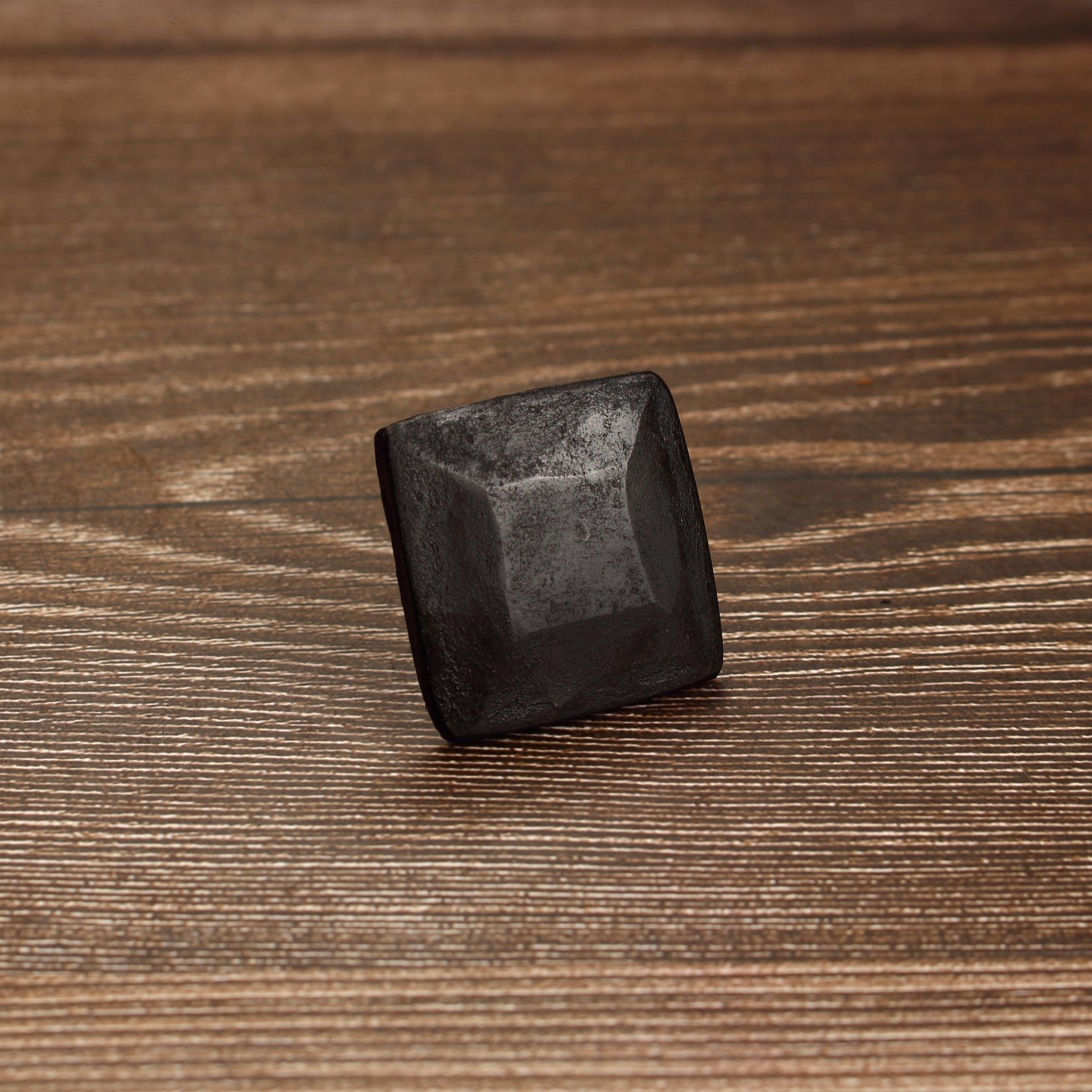 Square Hammered Knob - Blackened - Individual