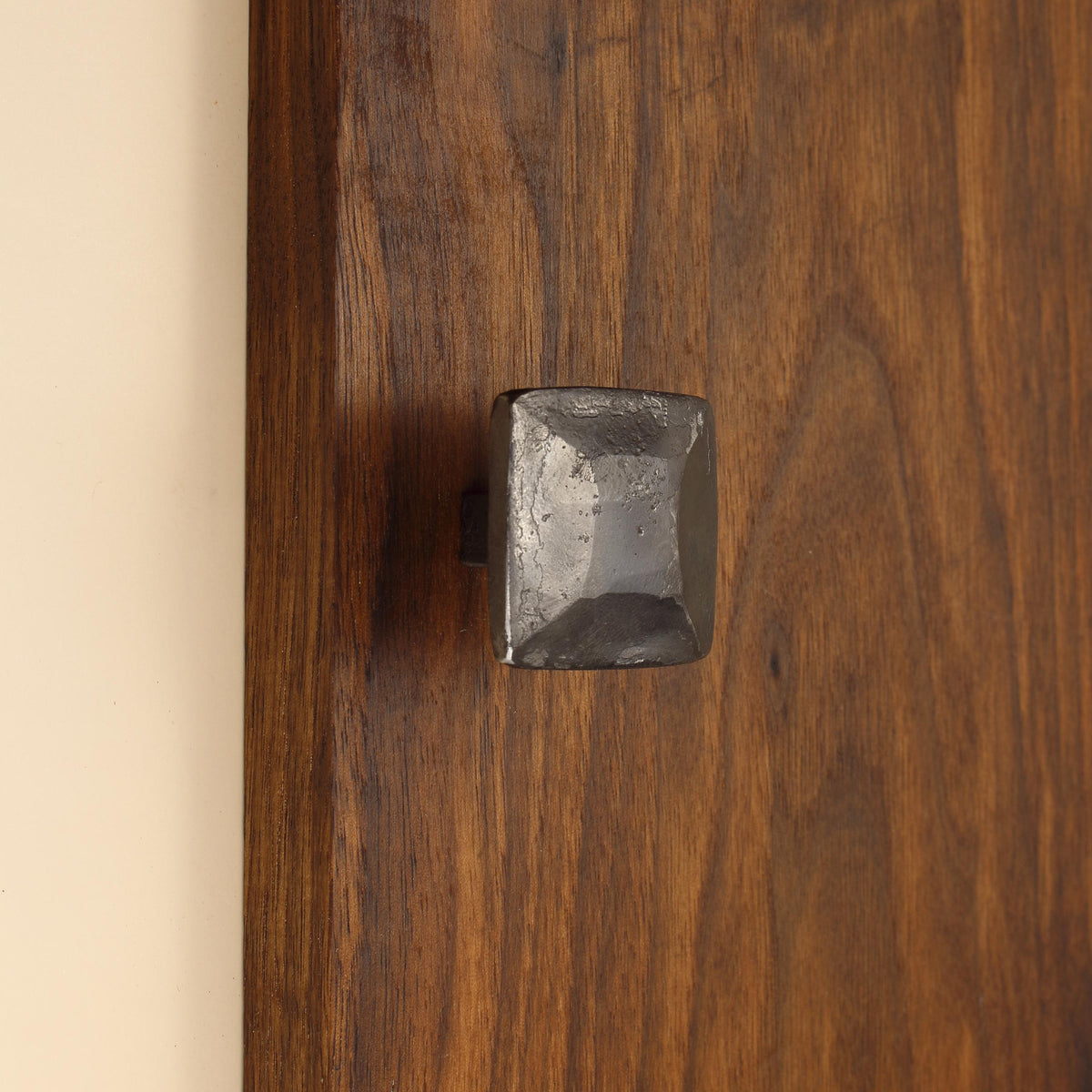 Square Hammered Knob - Brushed - Individual