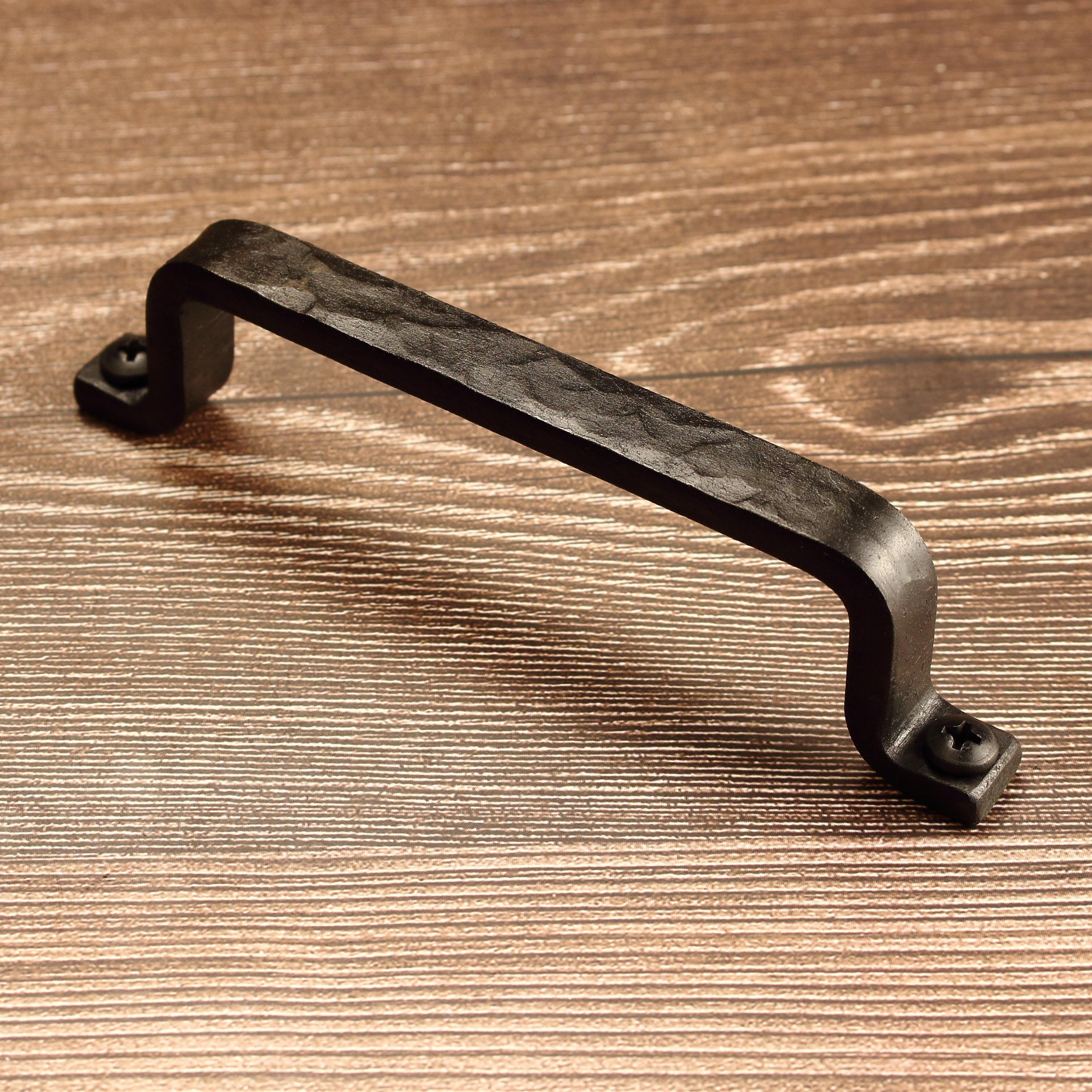 Hammered Barn Door Style Cabinet Pull - 1/2" Wide - Blackened - Individual