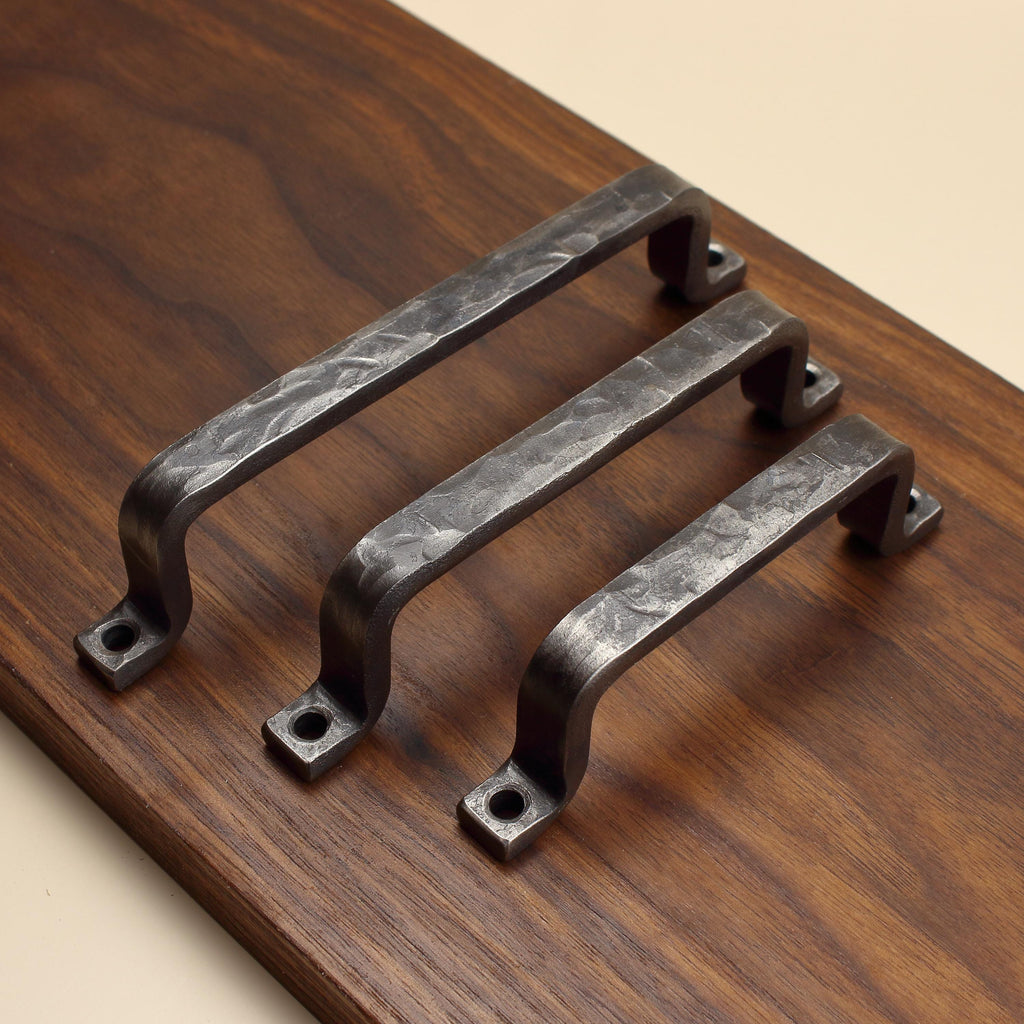 Hammered Barn Door Style Cabinet Pull - 1/2" Wide - Brushed - Individual