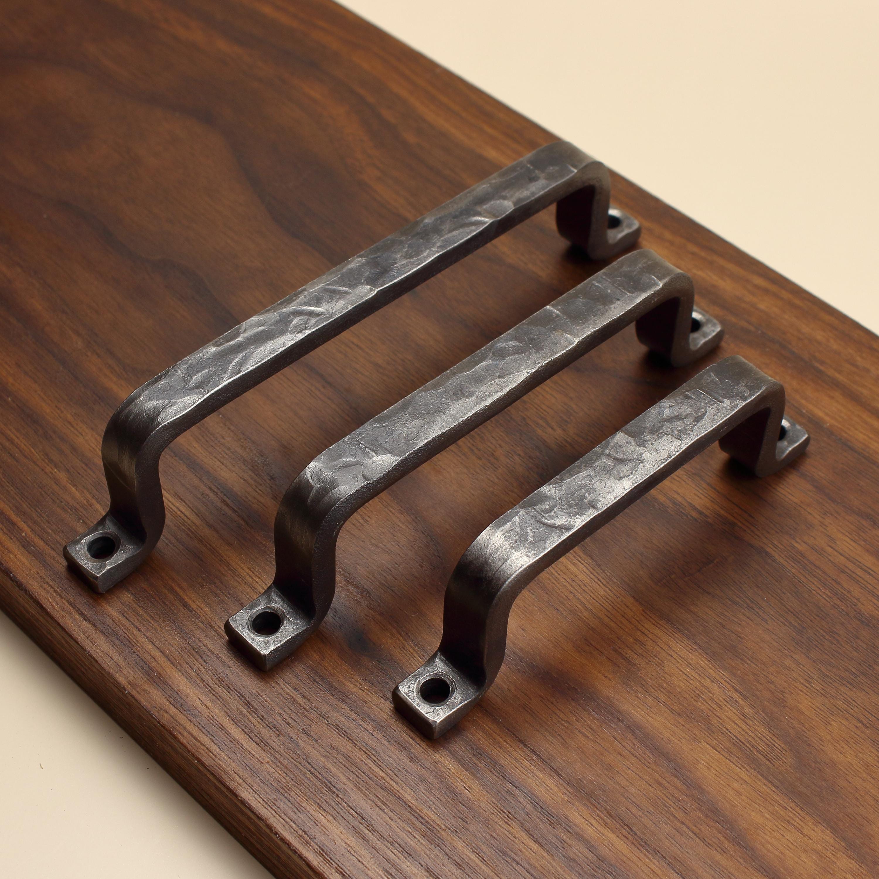Hammered Barn Door Style Cabinet Pull - 1/2" Wide - Brushed - Individual