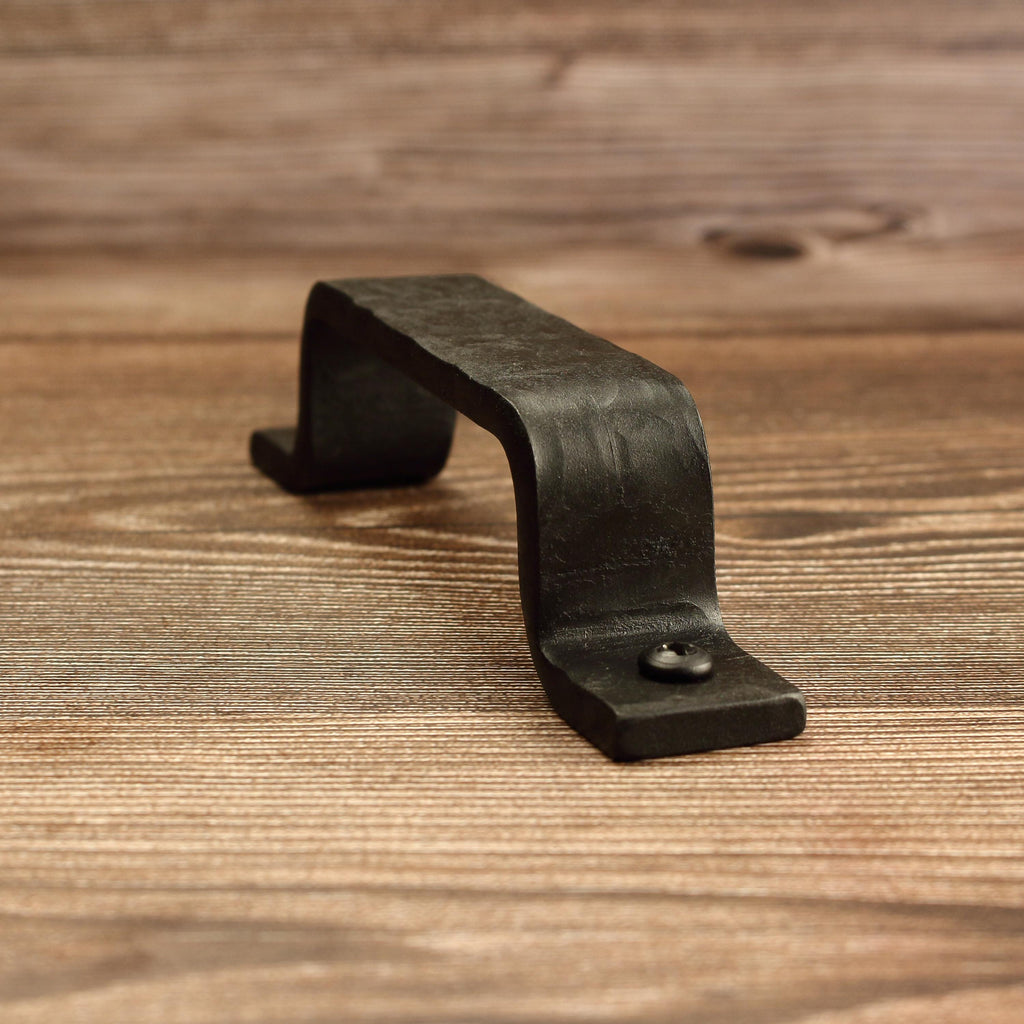 Hammered Barn Door Style Cabinet Pull  - 1" Wide - Blackened - Individual