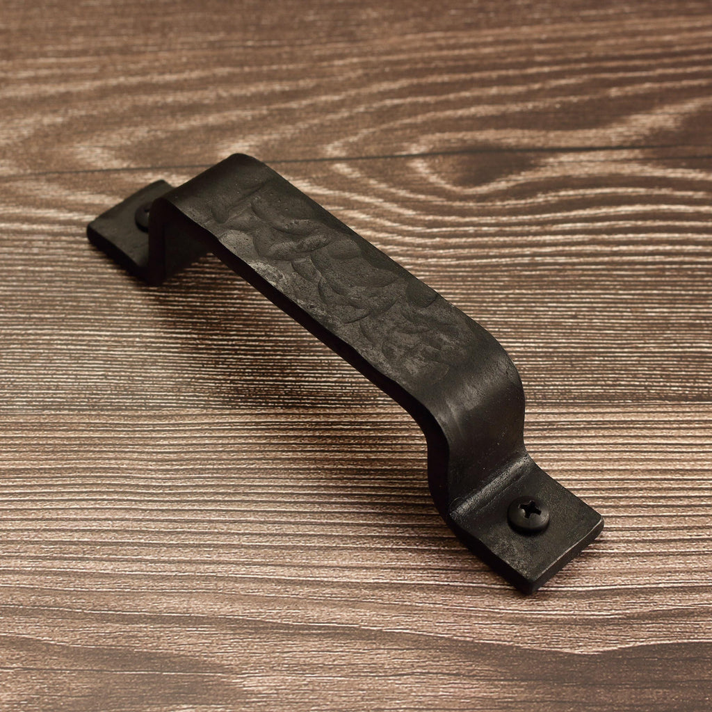 Hammered Barn Door Style Cabinet Pull  - 1" Wide - Blackened - Individual