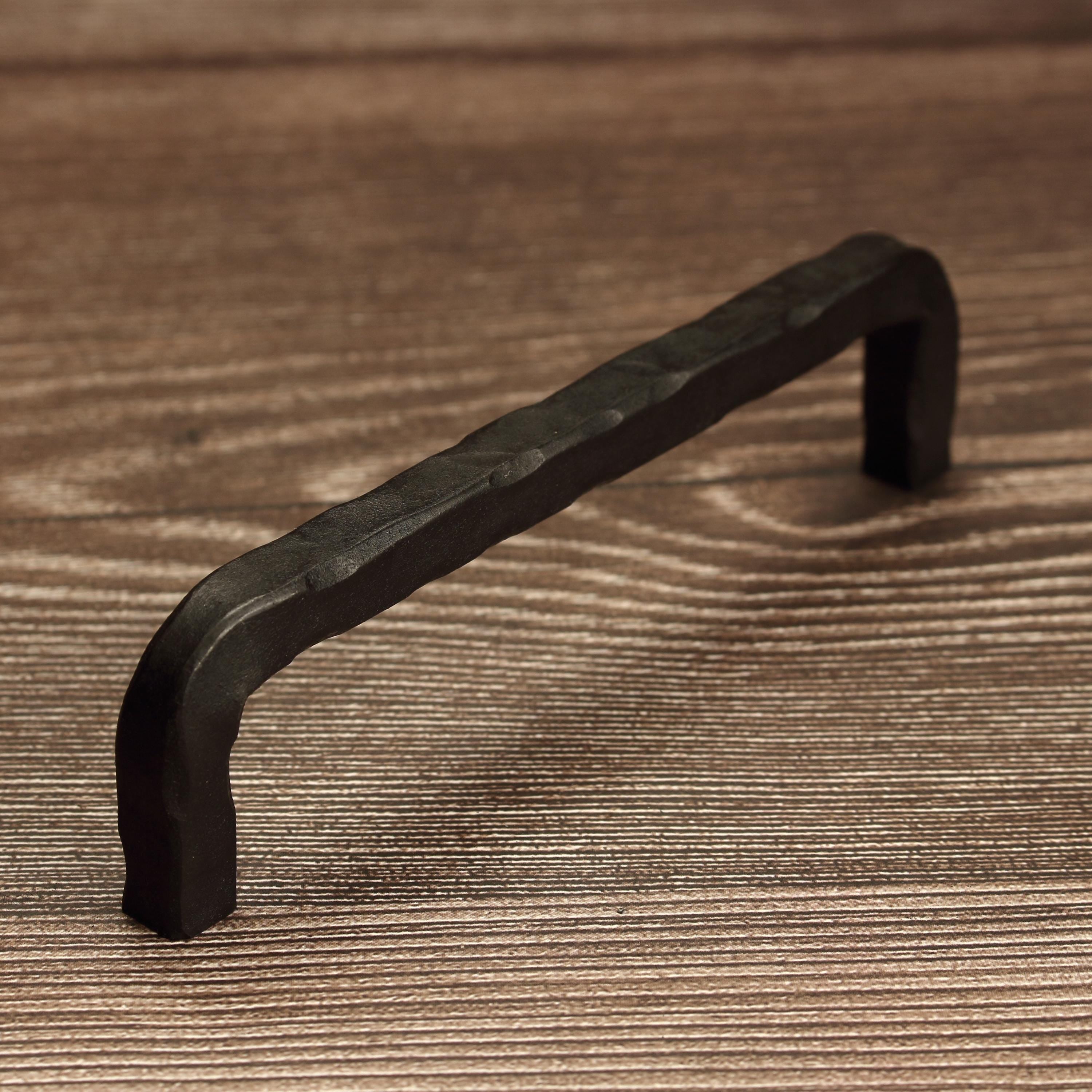 Hammered Square Threaded Cabinet Pull - Blackened - Individual