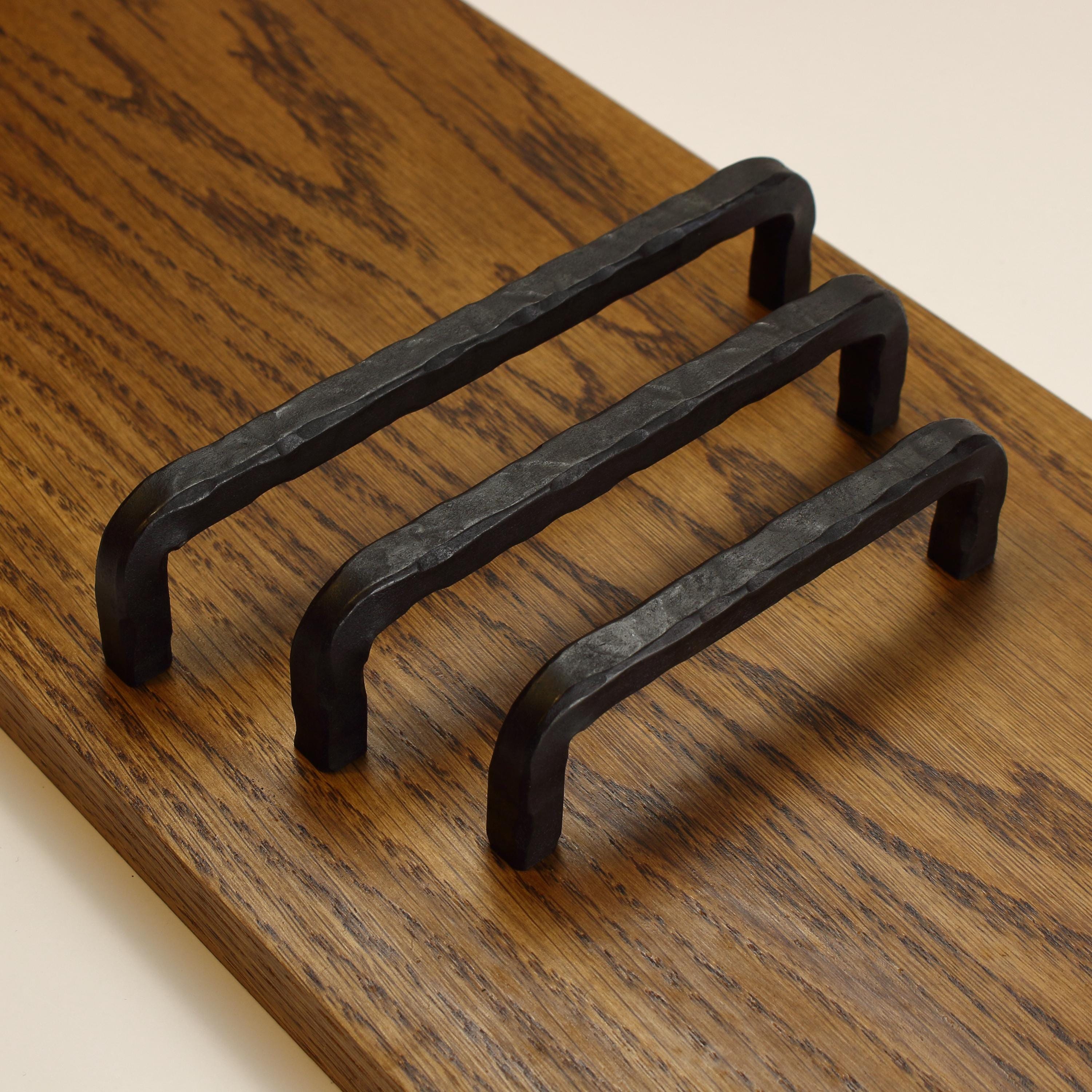 Hammered Square Threaded Cabinet Pull - Blackened - Individual