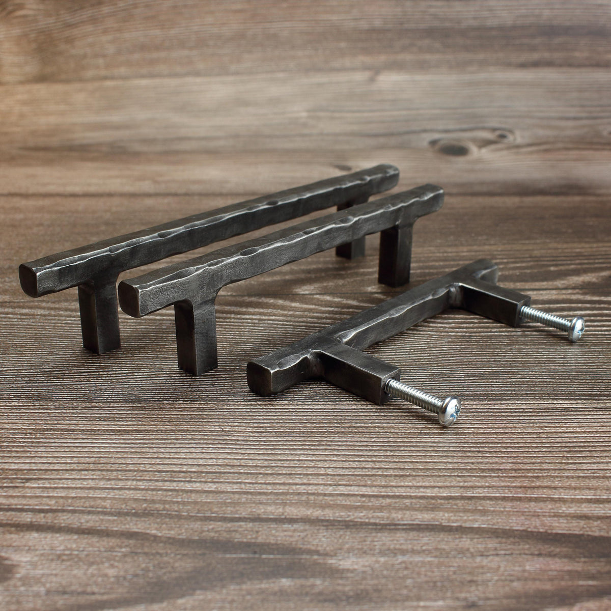 Hammered Square Stem Cabinet Pull - Brushed - Individual